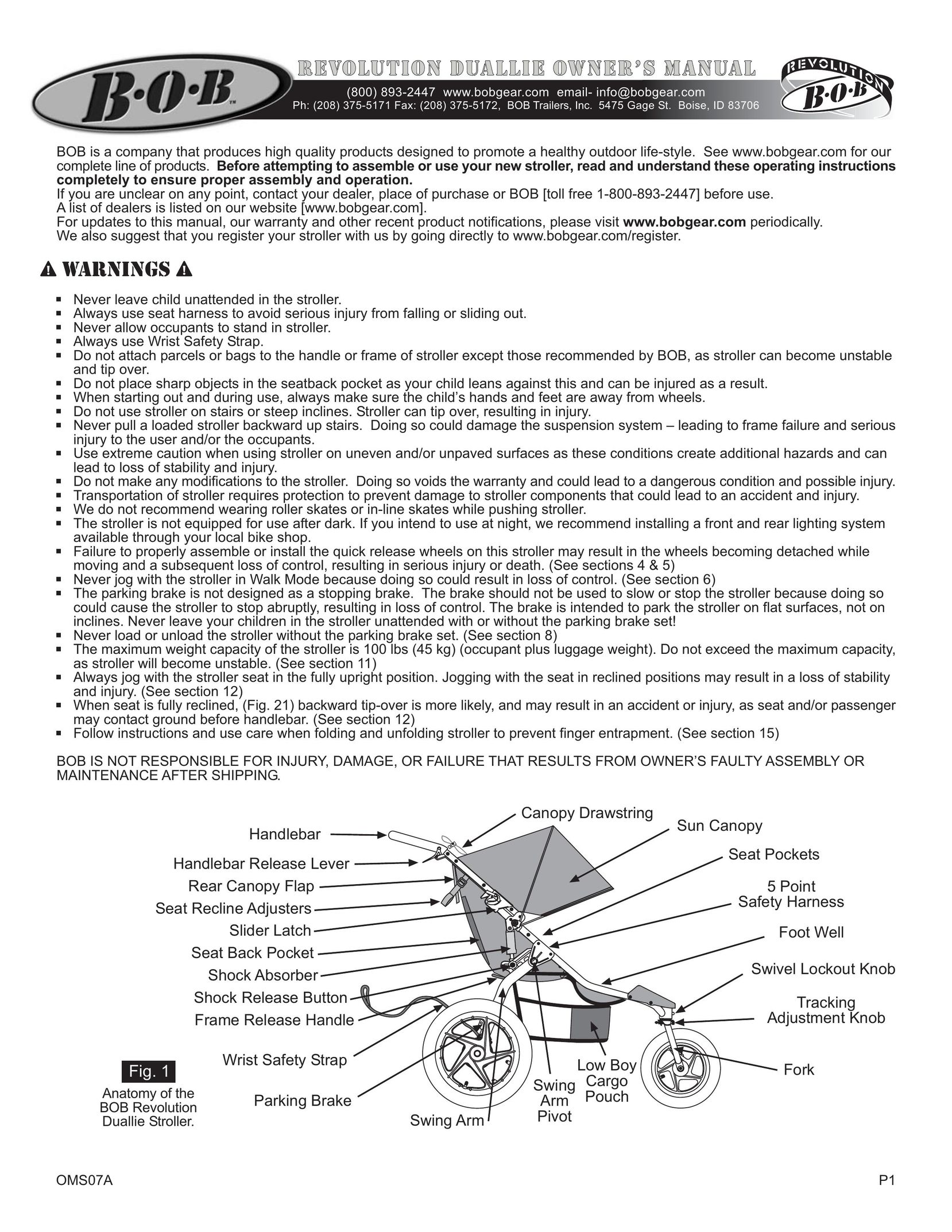 BOB Revolution Duallie Stroller Stroller User Manual