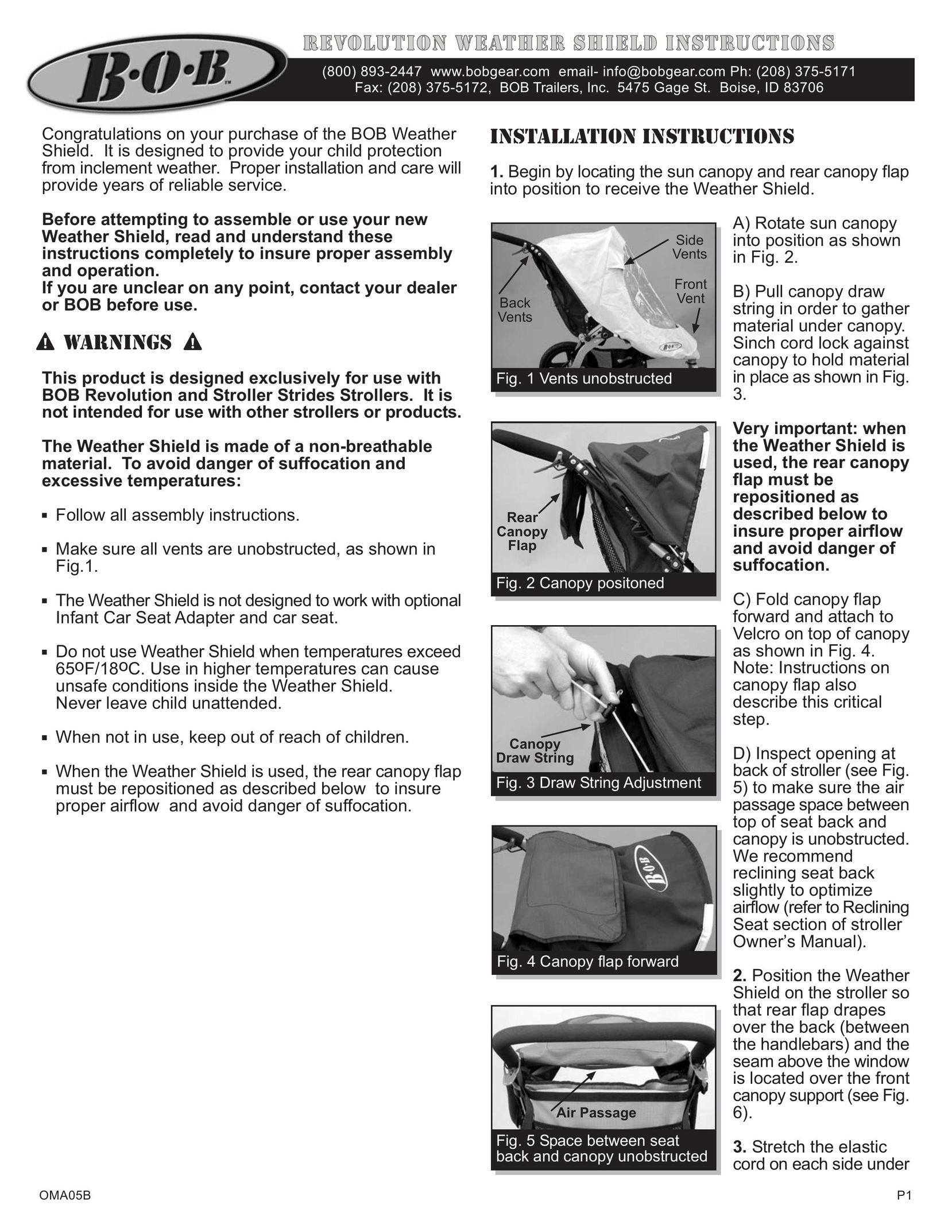BOB Weather Shield Stroller User Manual
