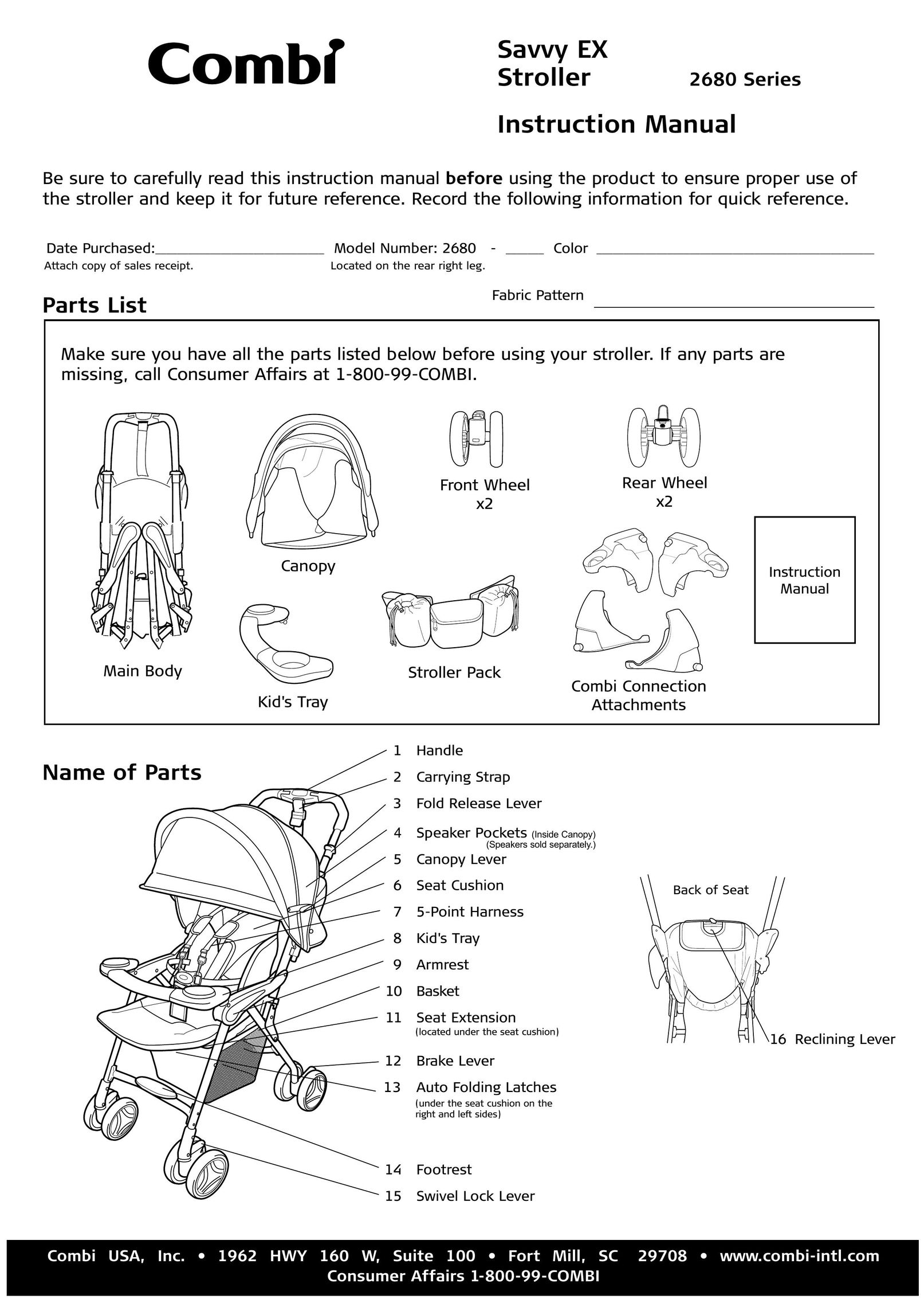 Combi 2680 Stroller User Manual