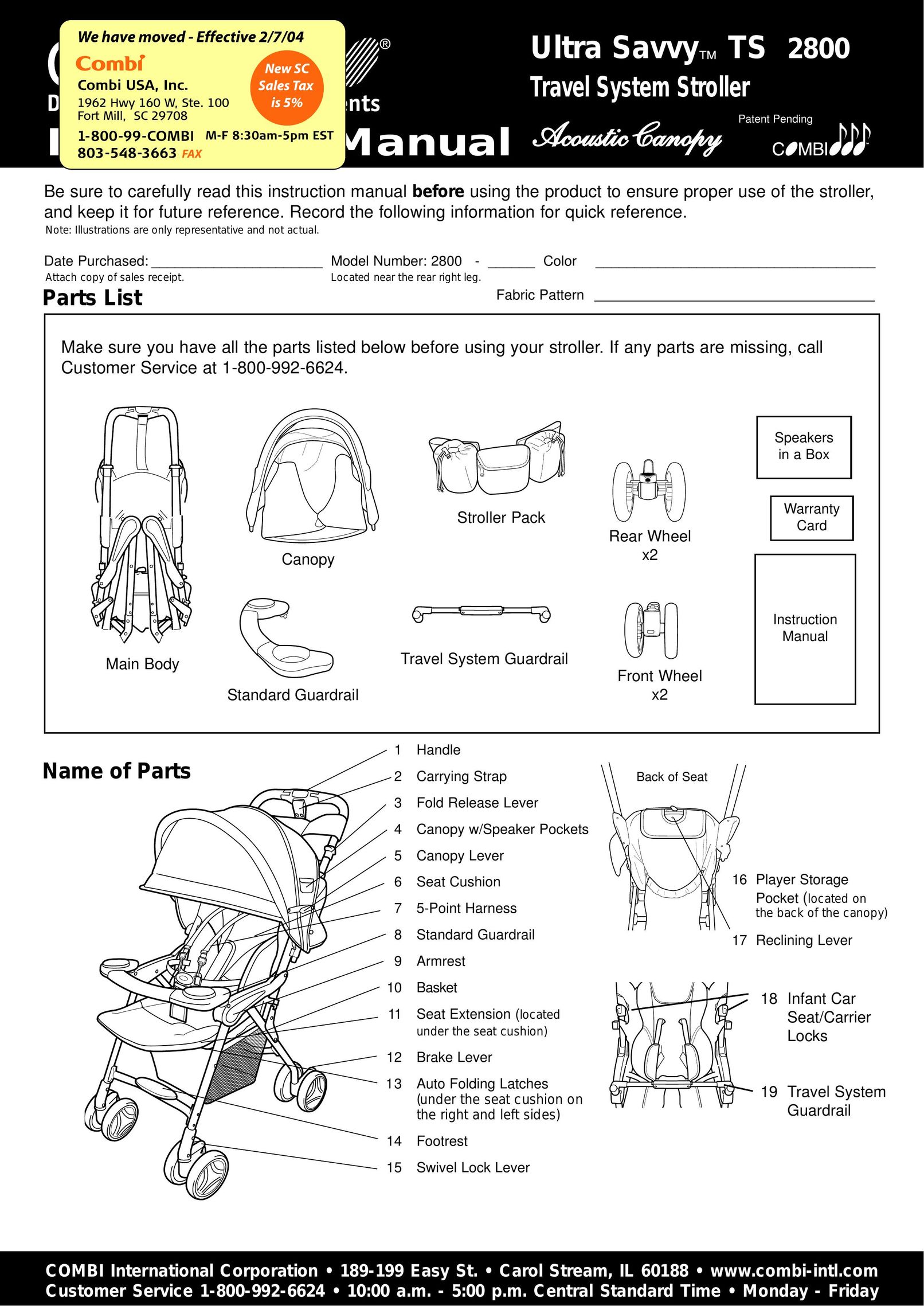 Combi 2800 Stroller User Manual