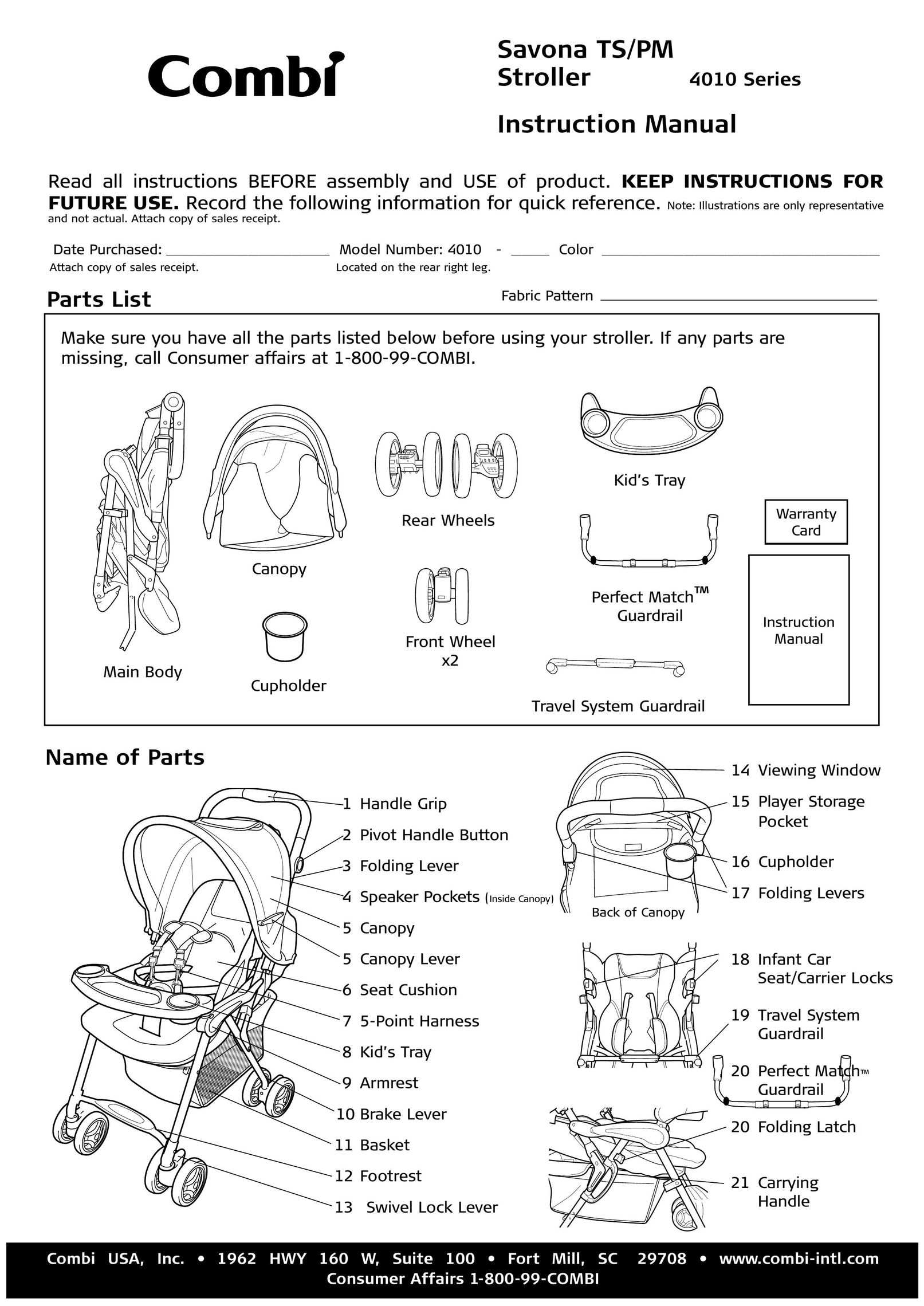 Combi 4010 Stroller User Manual