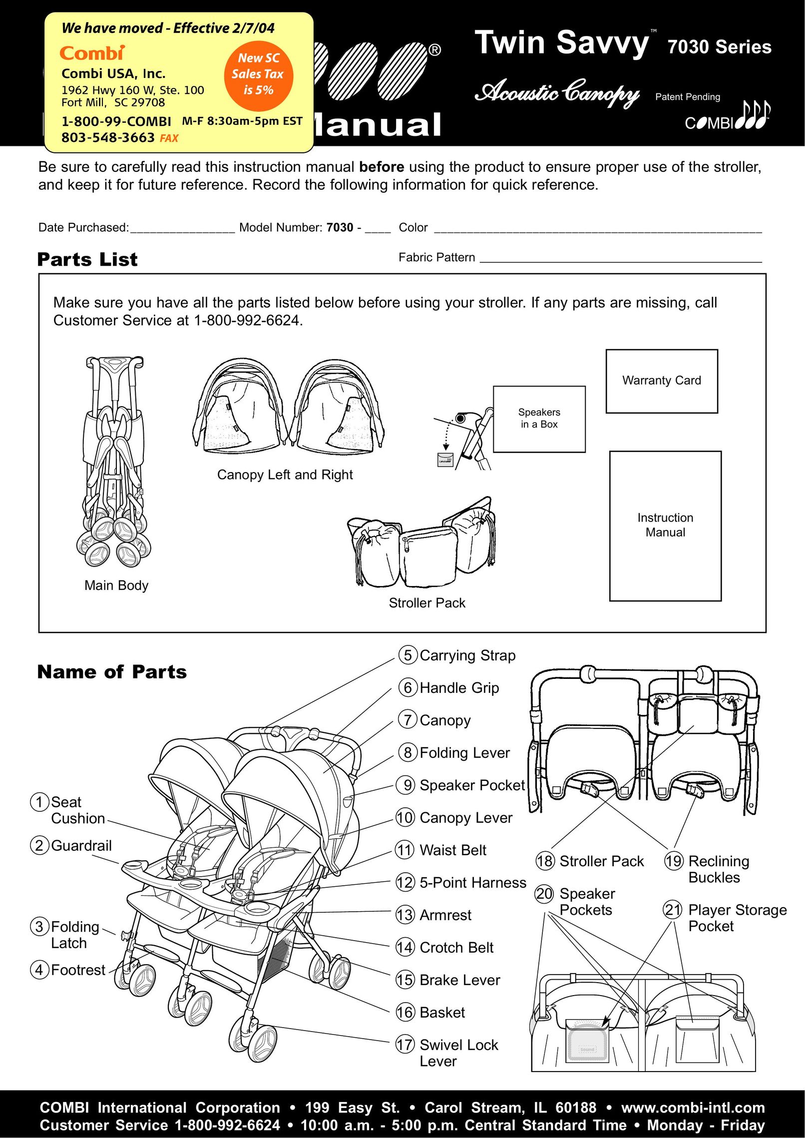 Combi 7030 Stroller User Manual