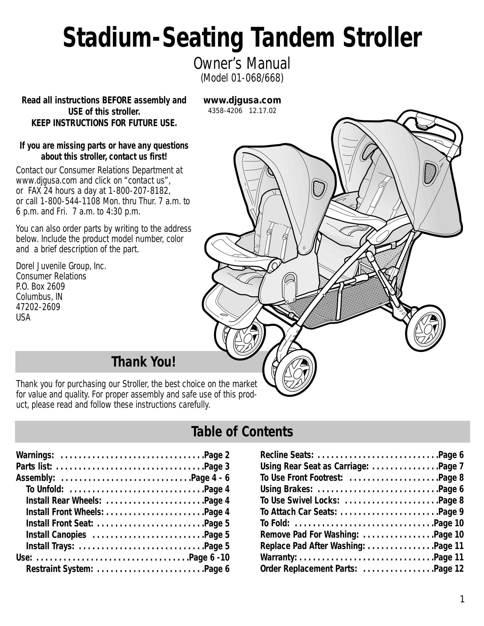 Dorel 01-068 Stroller User Manual