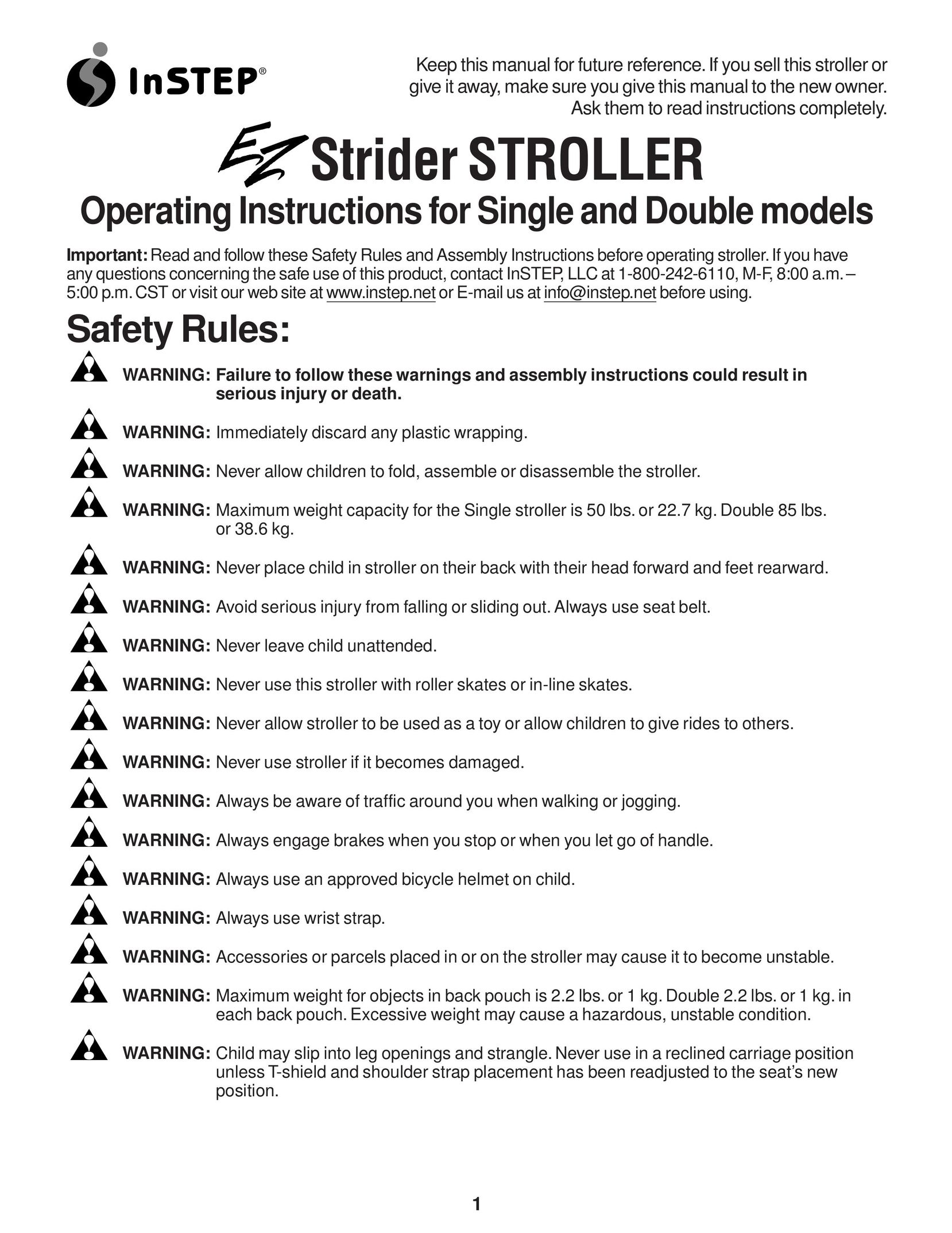 InStep 11-EZ256 Stroller User Manual