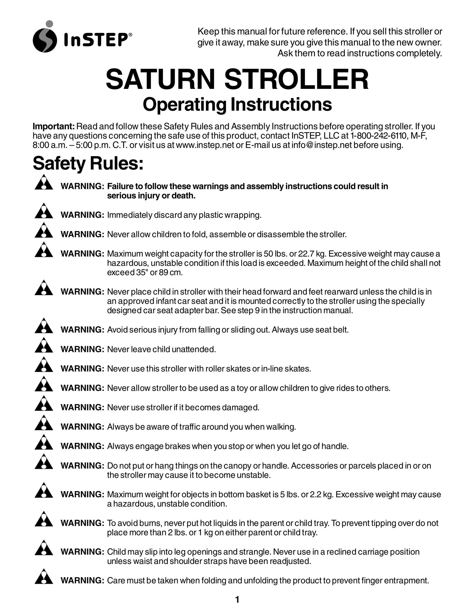 InStep SS100 Stroller User Manual