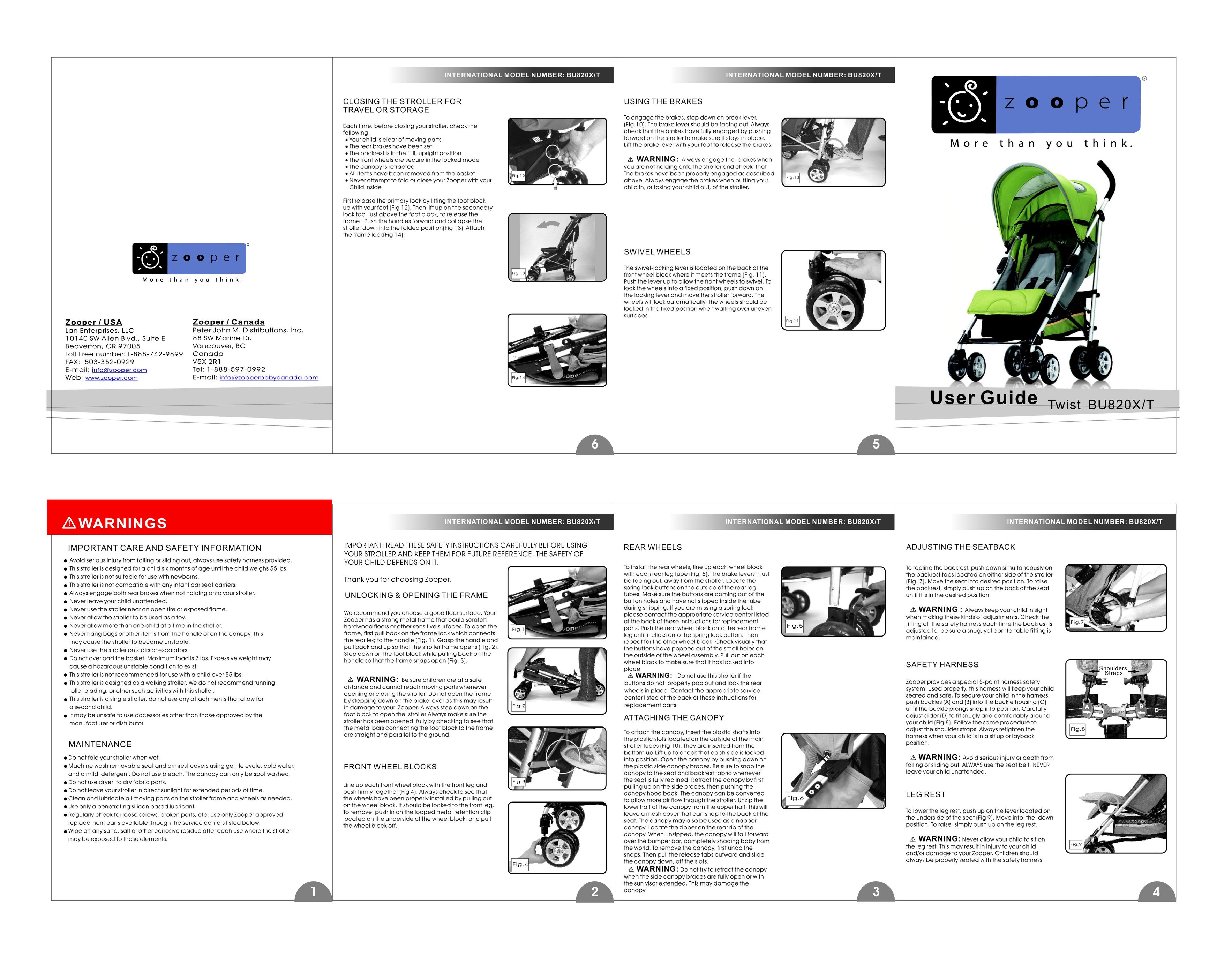 Zooper BU820X Stroller User Manual