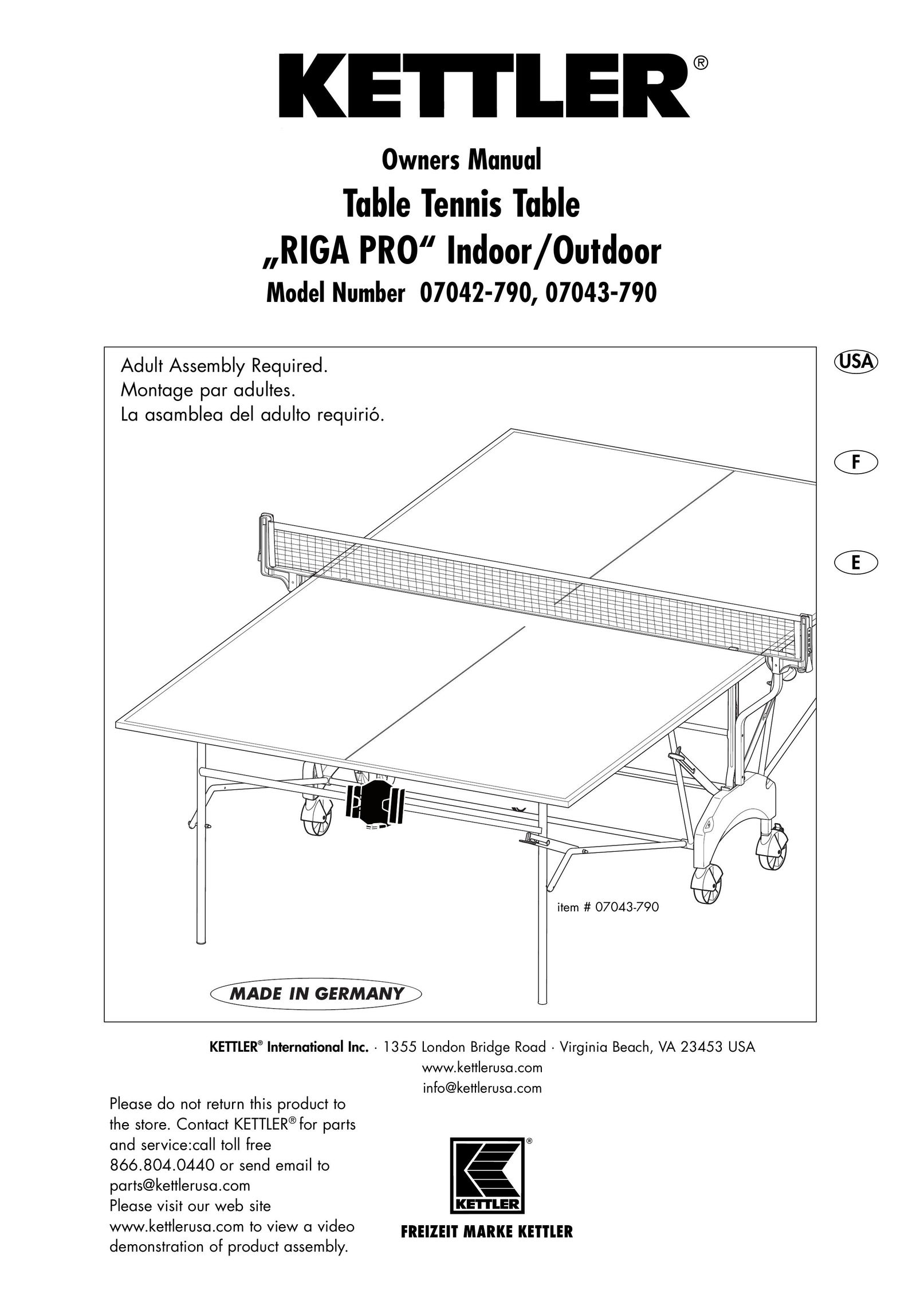 Kettler 07043-790 Table Top Game User Manual