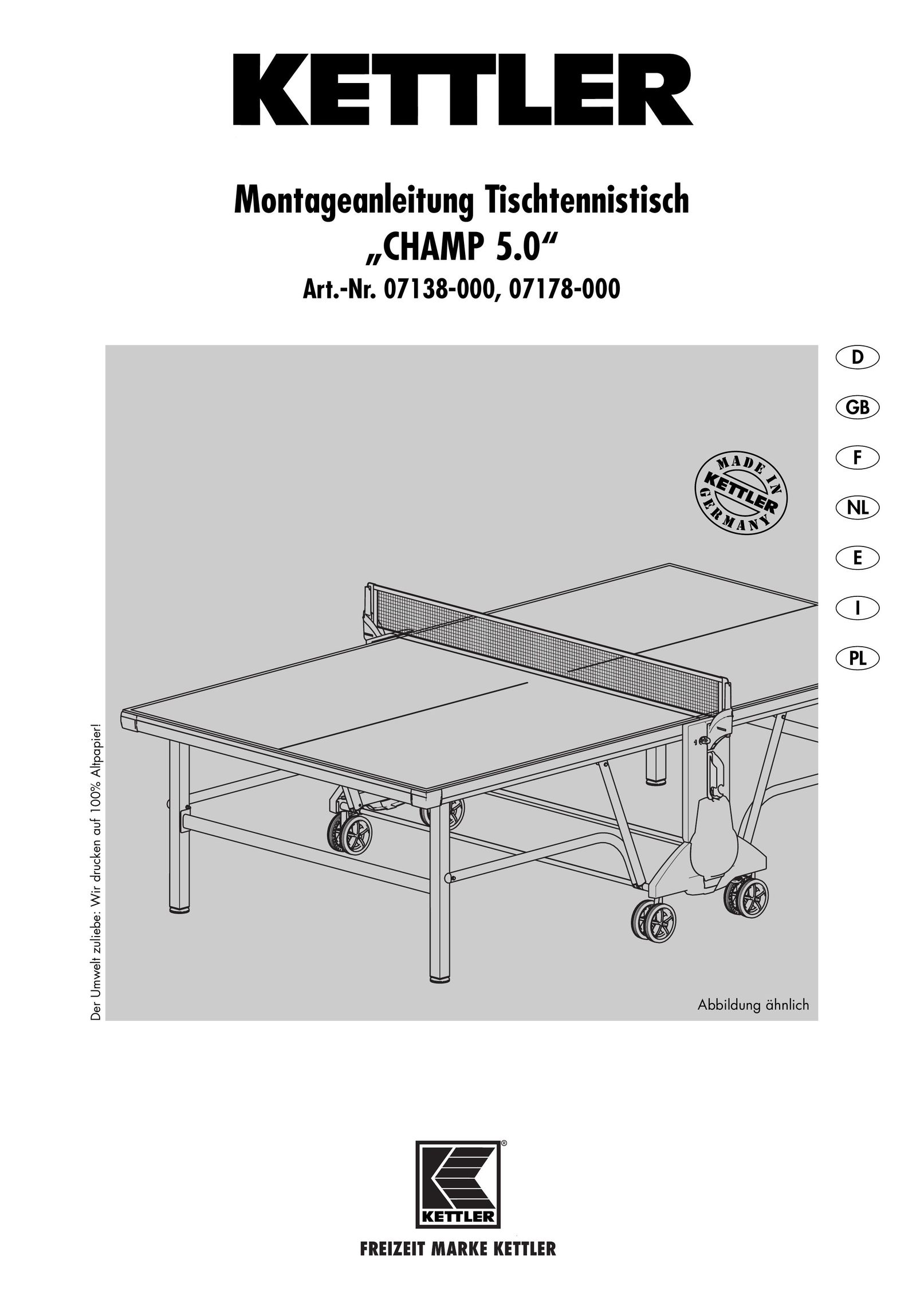 Kettler 07178-000 Table Top Game User Manual