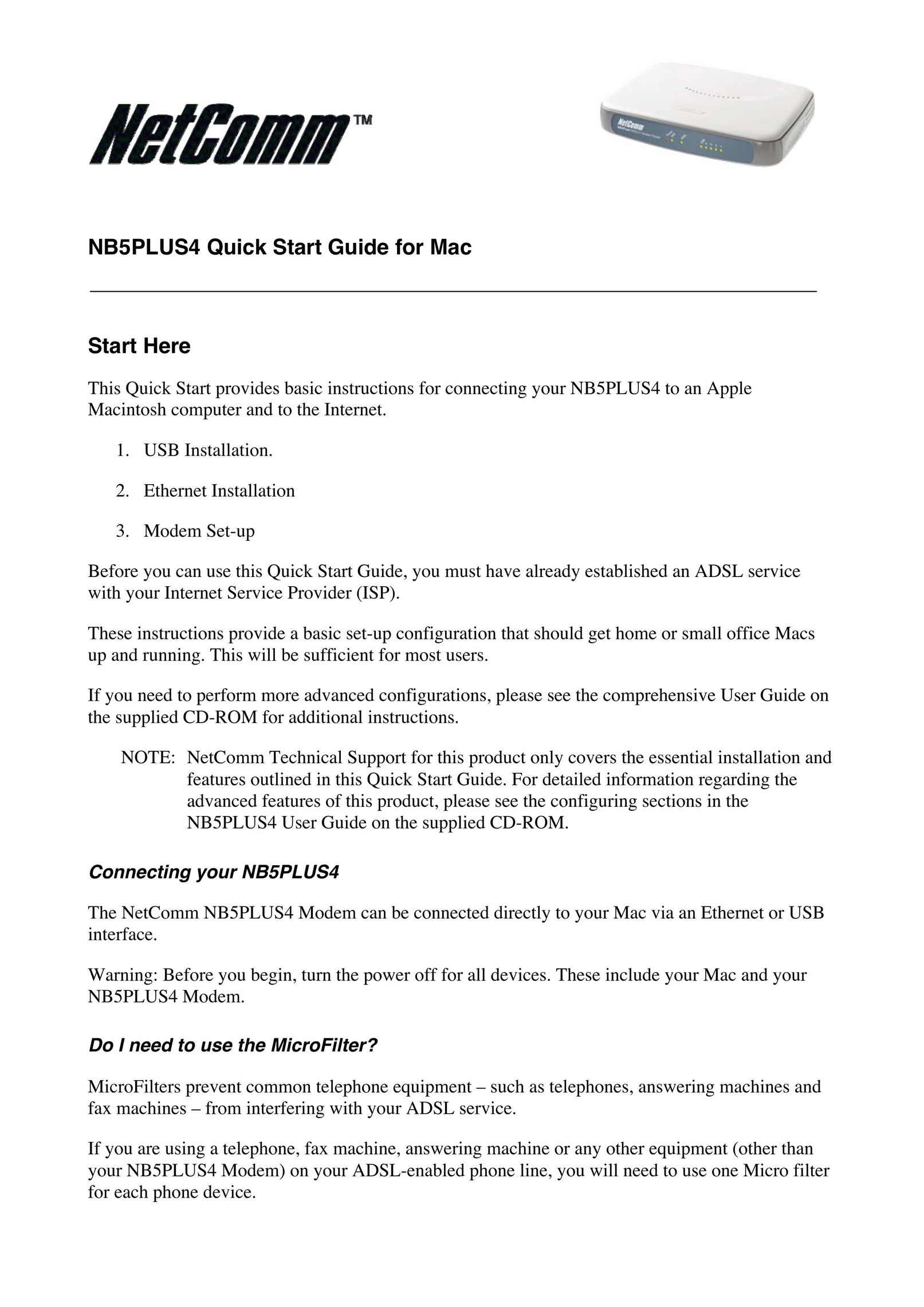NetComm NB5PLUS4 Table Top Game User Manual