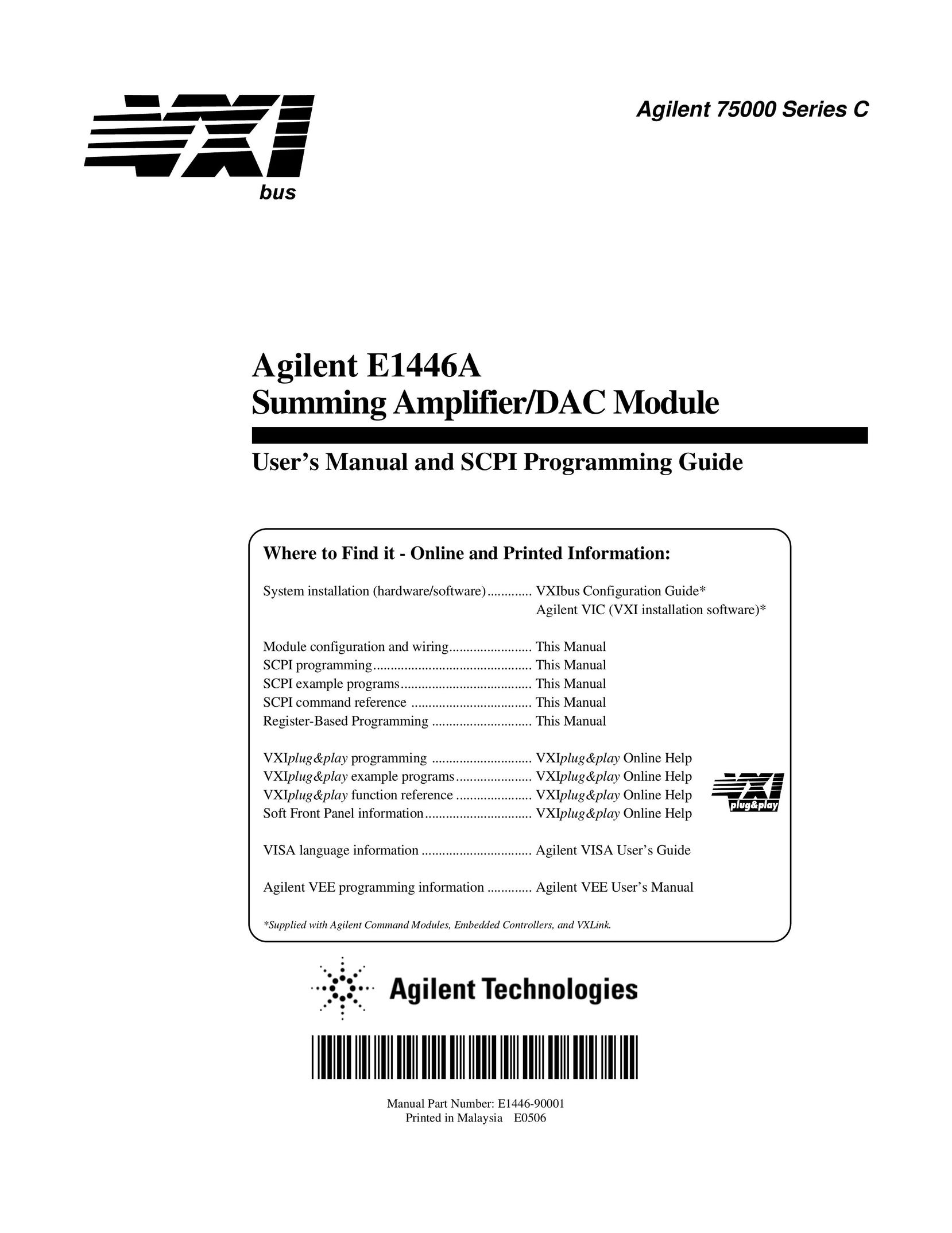 Agilent Technologies E1446A Car Amplifier User Manual