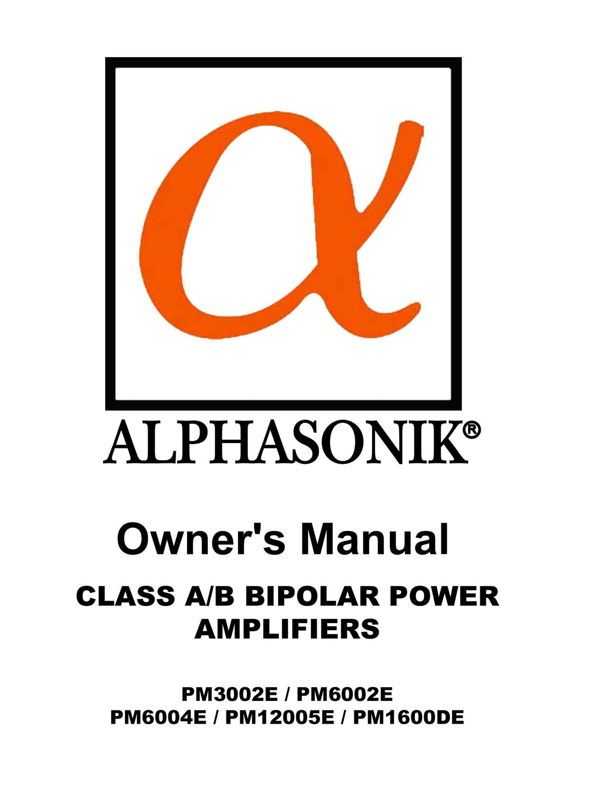 Alphasonik PM1600DE Car Amplifier User Manual