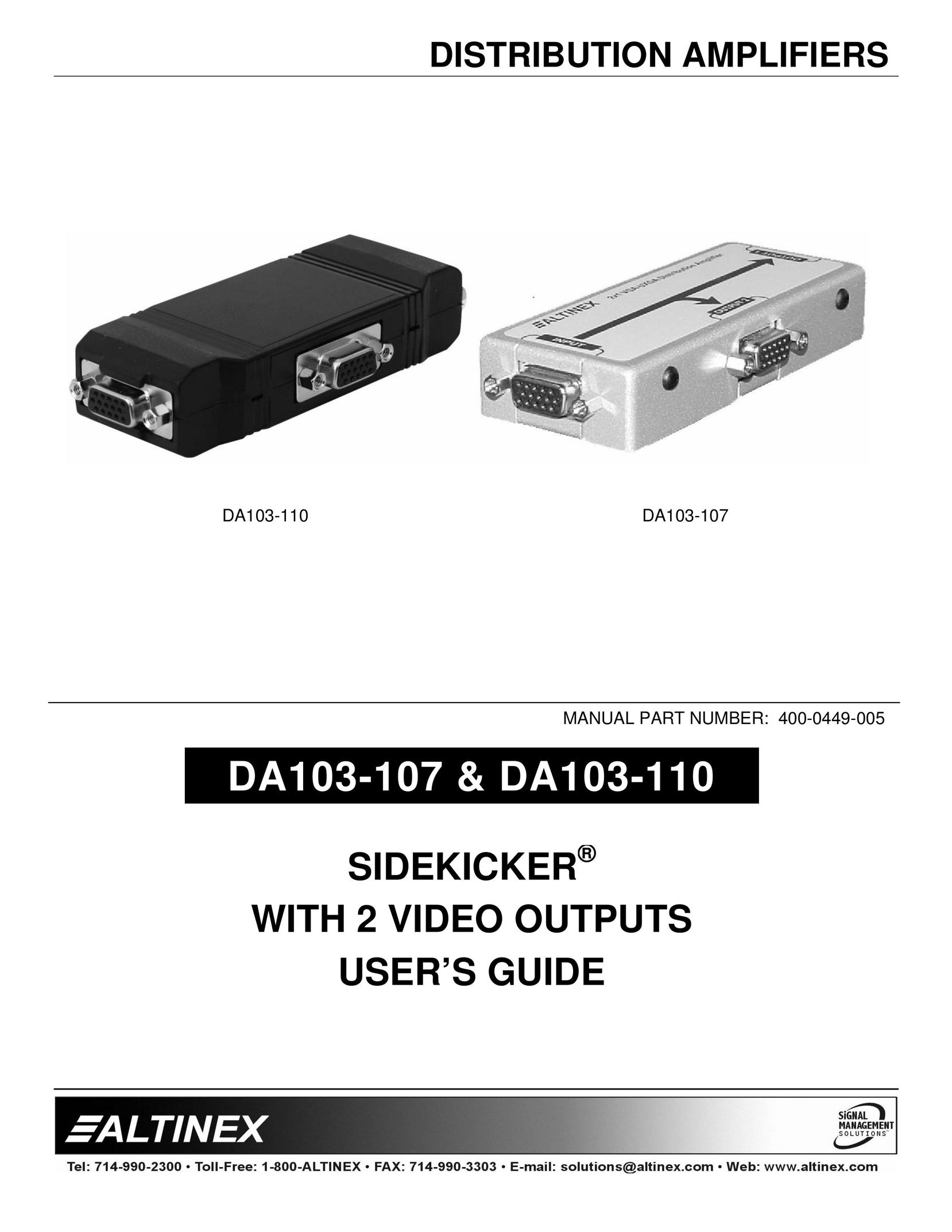Altinex DA103-110 Car Amplifier User Manual