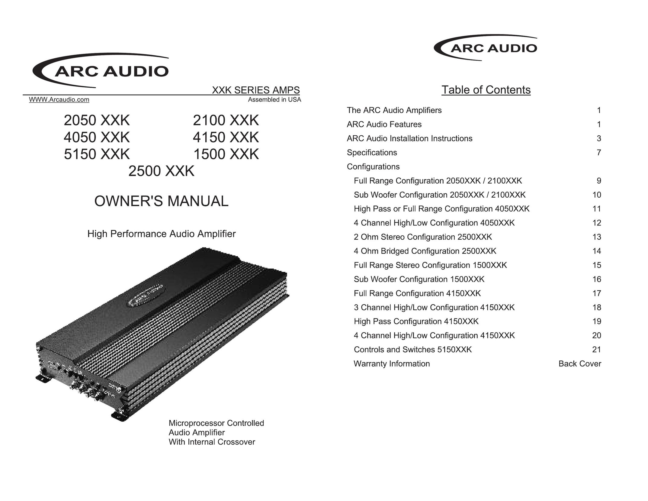 ARC Audio 2050 XXK Car Amplifier User Manual