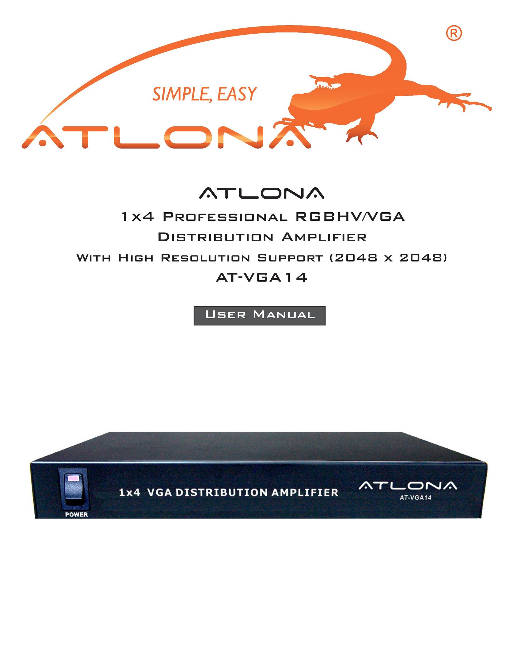 Atlona AT-VGA14 Car Amplifier User Manual