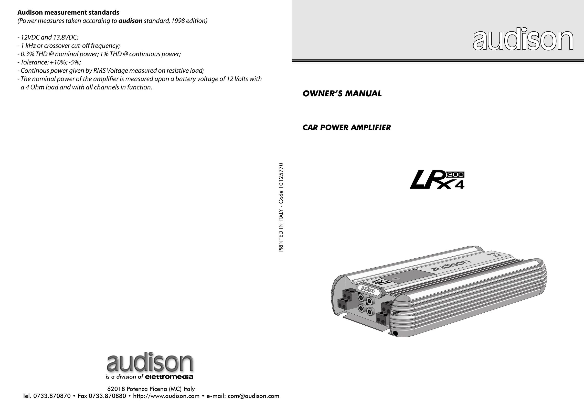 Audison LRX 4.300 Car Amplifier User Manual