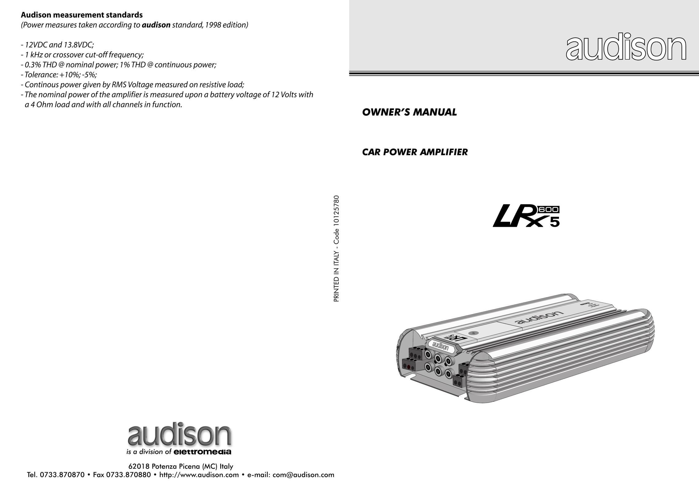 Audison LRX 5.600 Car Amplifier User Manual