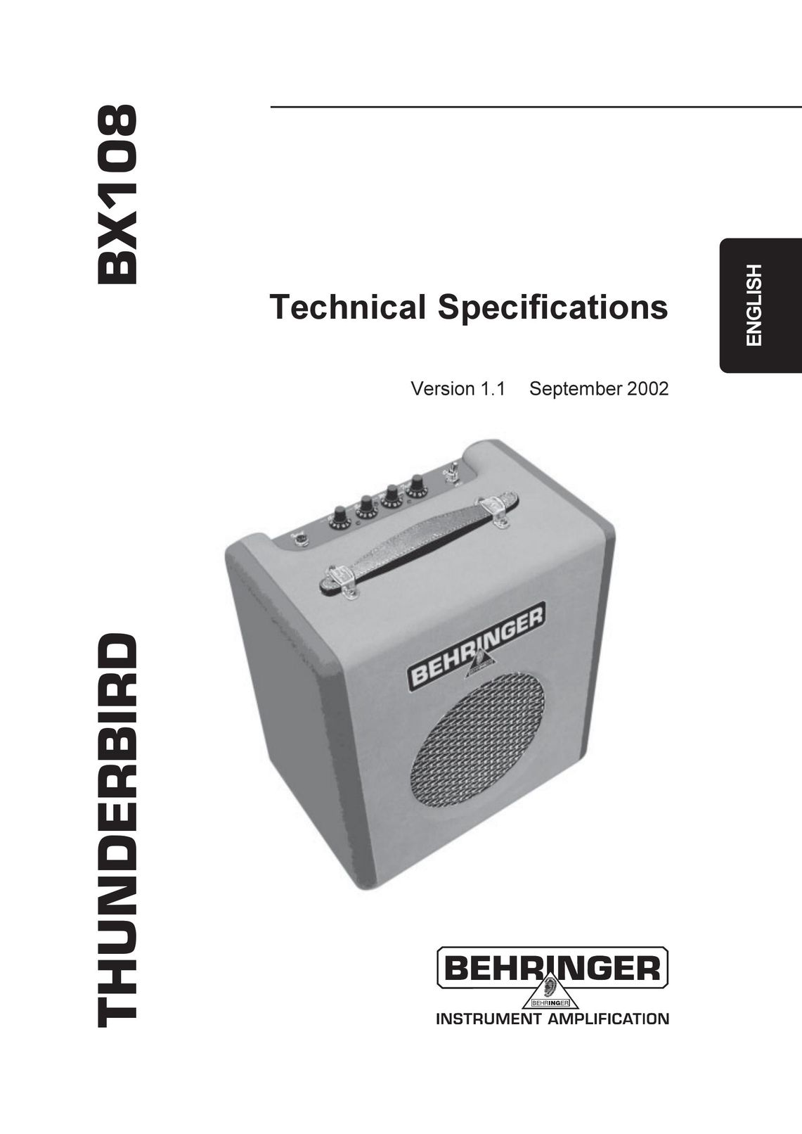 Behringer BX108 Car Amplifier User Manual