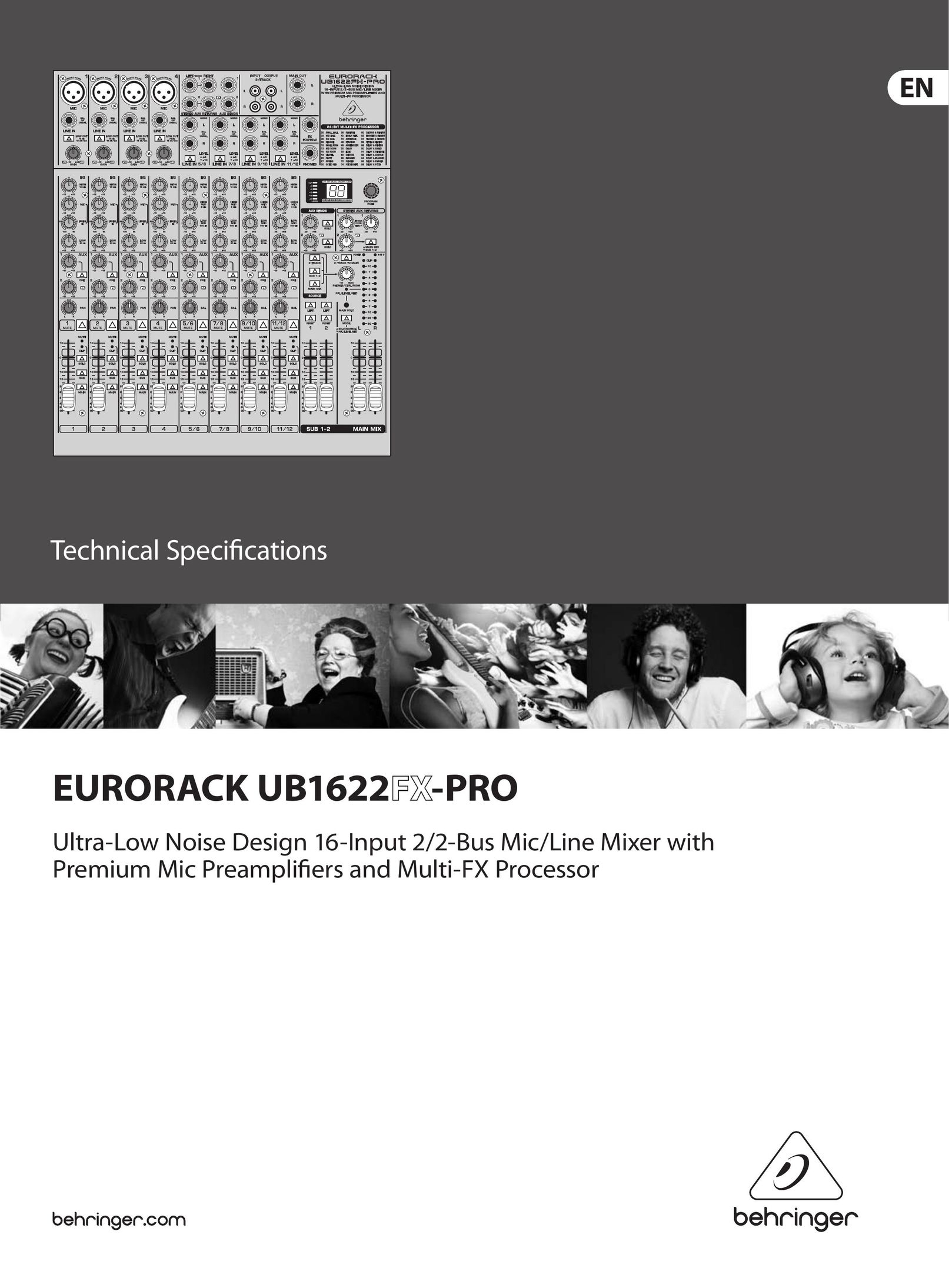 Behringer UB1622FX-PRO Car Amplifier User Manual