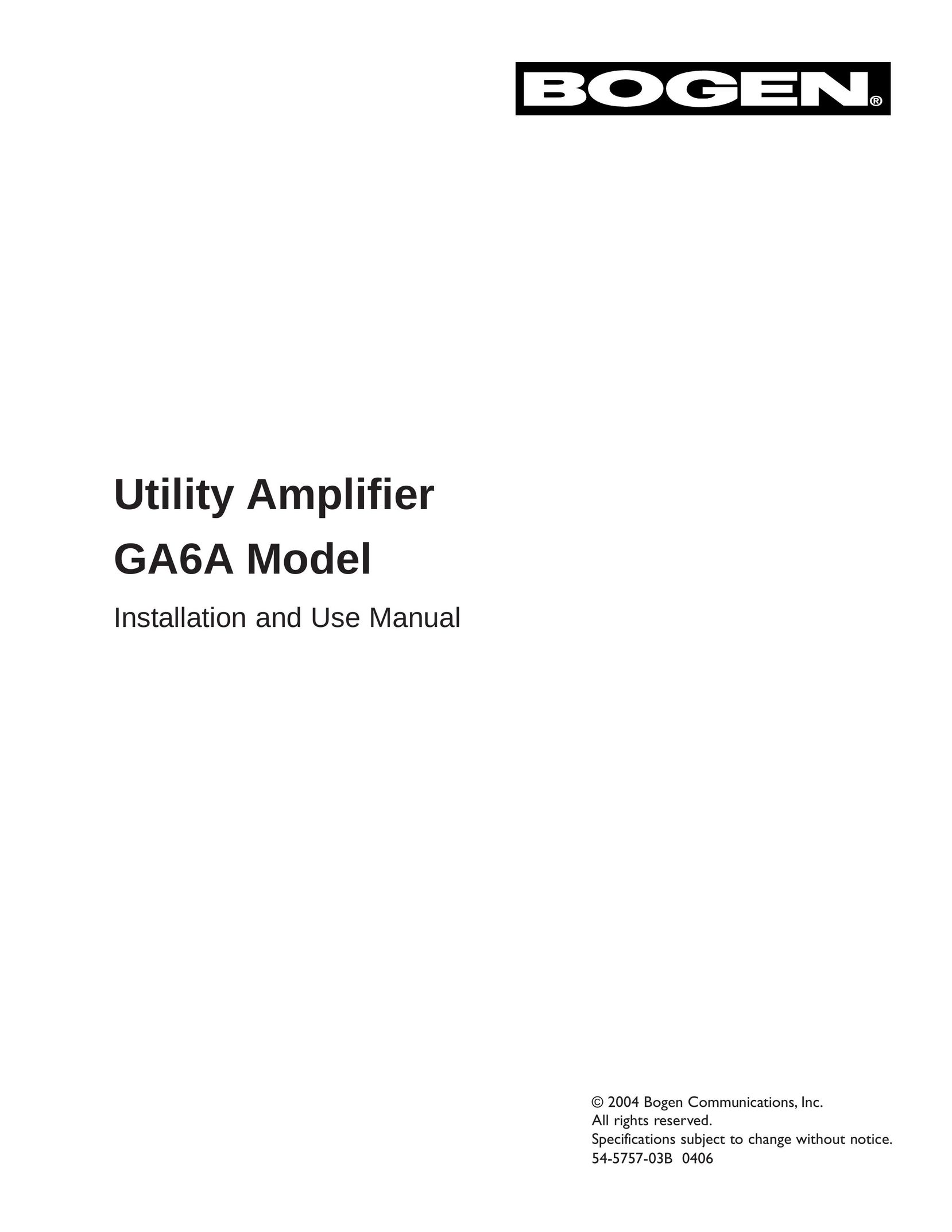 Bogen GA6A Car Amplifier User Manual