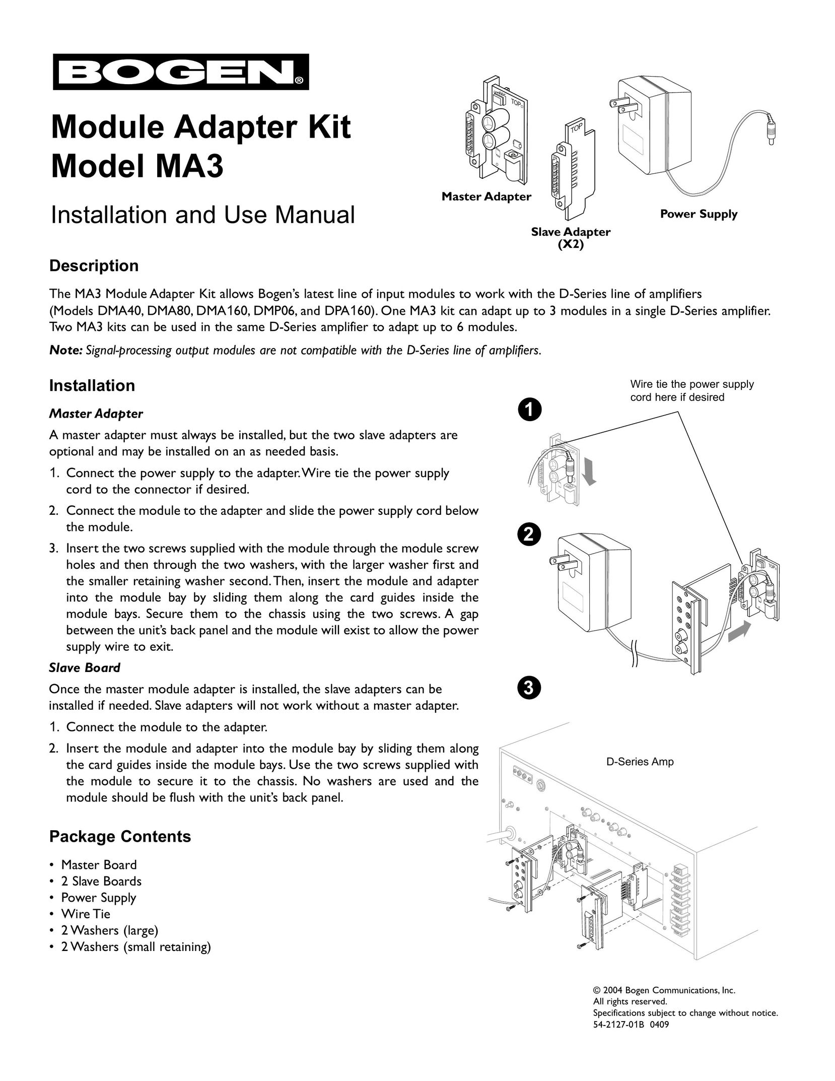 Bogen MA3 Car Amplifier User Manual