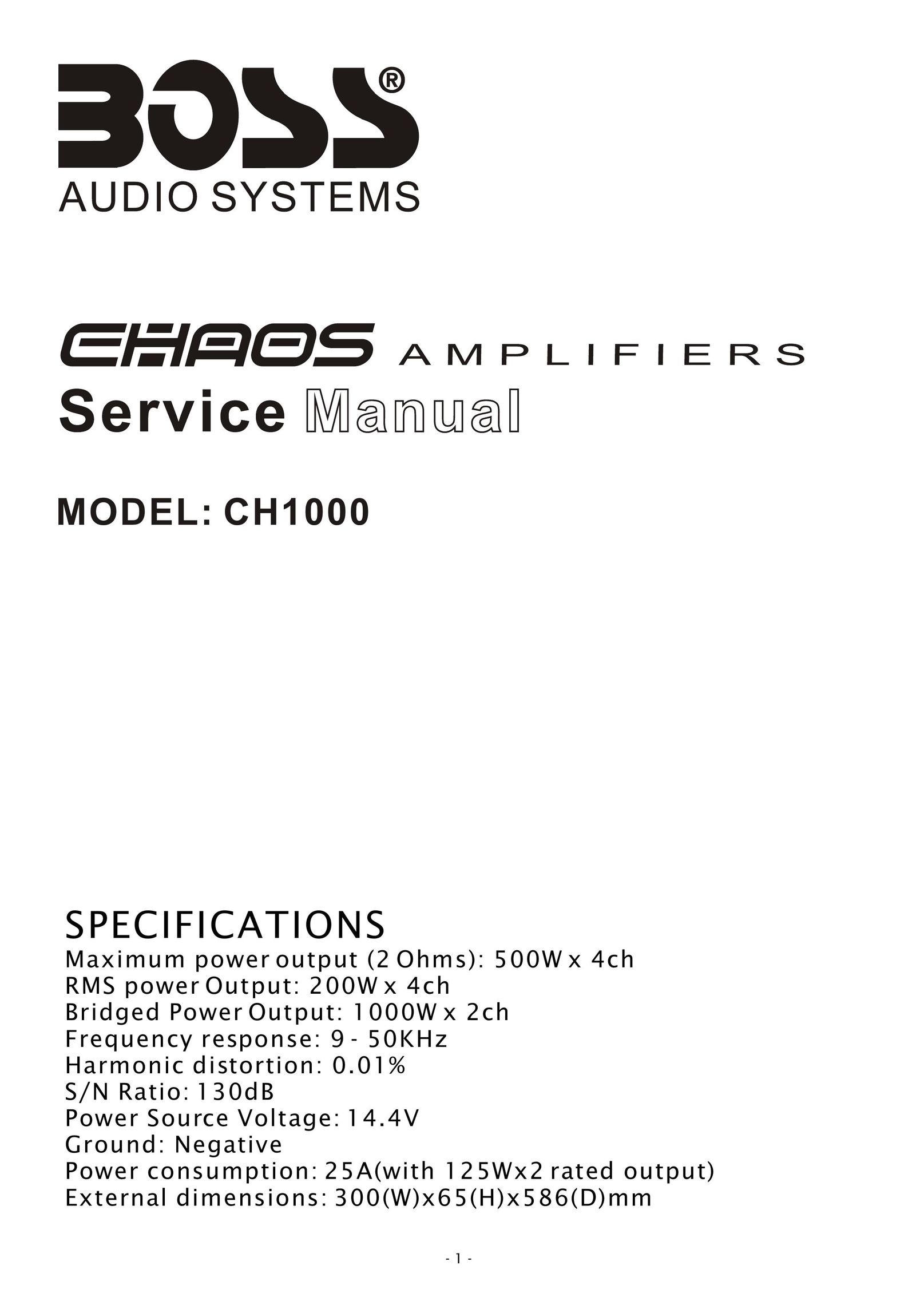 Boss Audio Systems CH1000 Car Amplifier User Manual