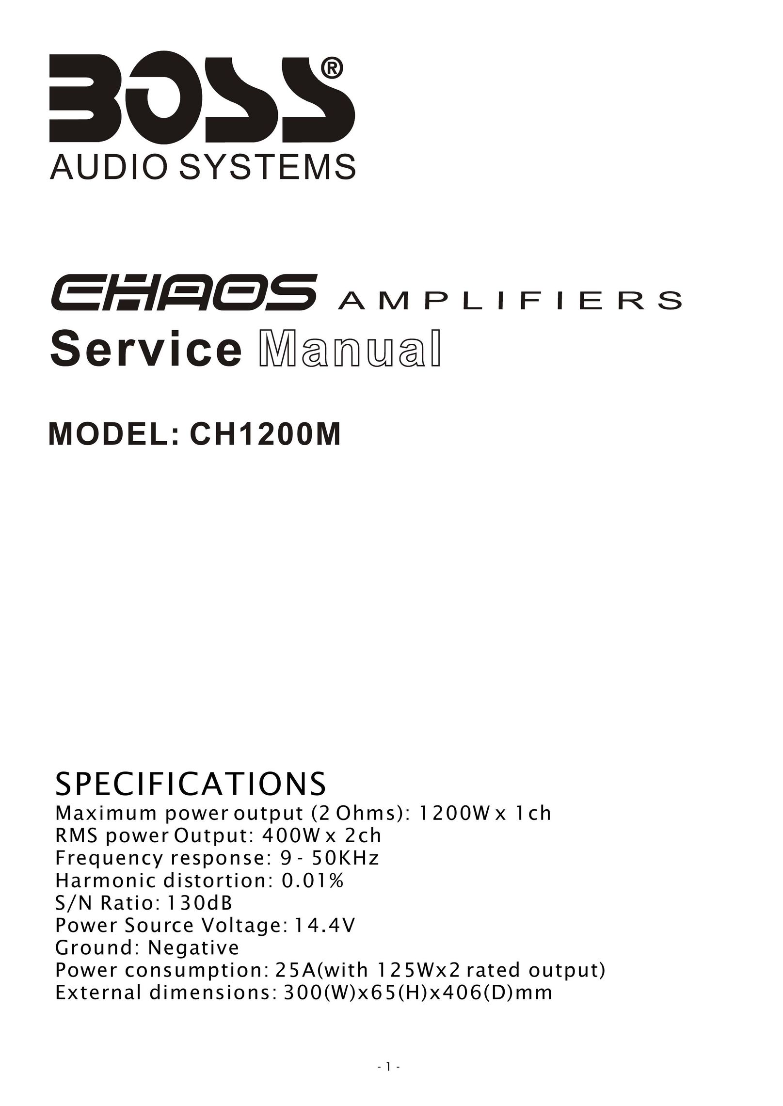 Boss Audio Systems CH1200M Car Amplifier User Manual