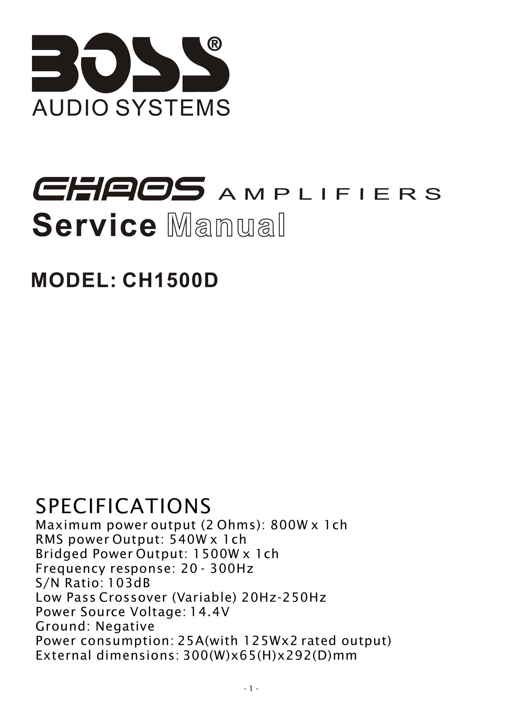 Boss Audio Systems CH1500D Car Amplifier User Manual