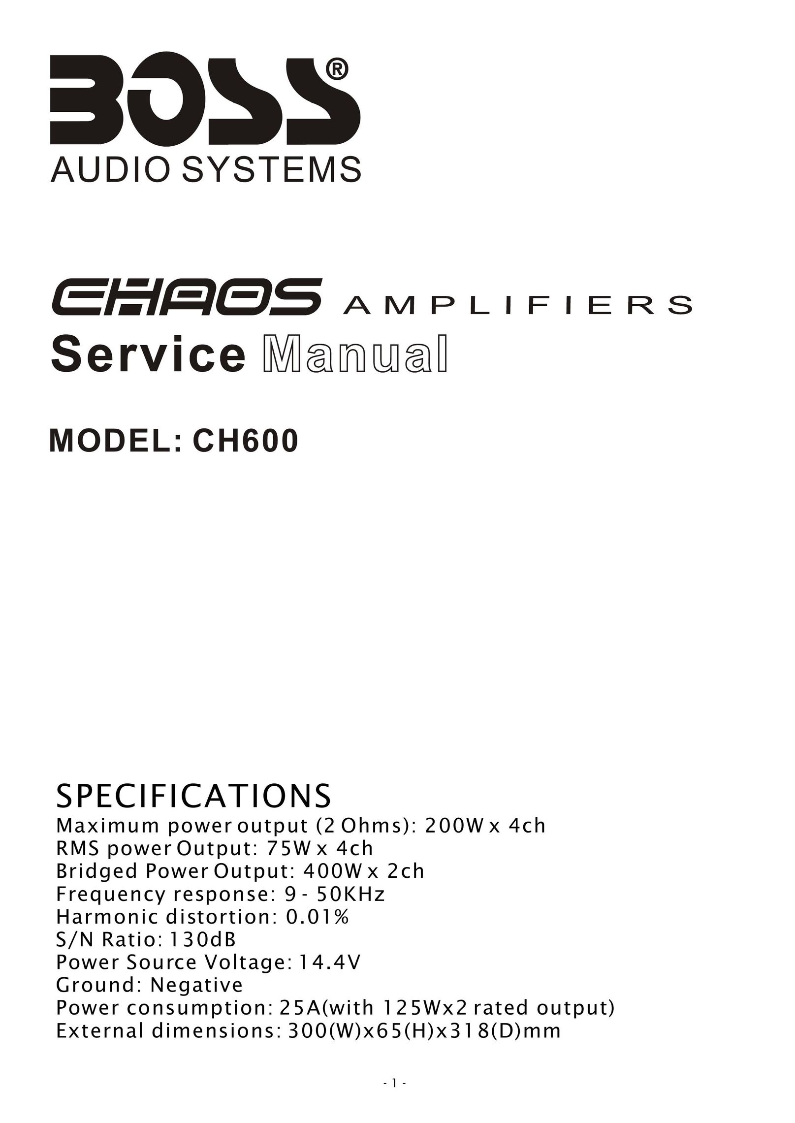 Boss Audio Systems CH600 Car Amplifier User Manual