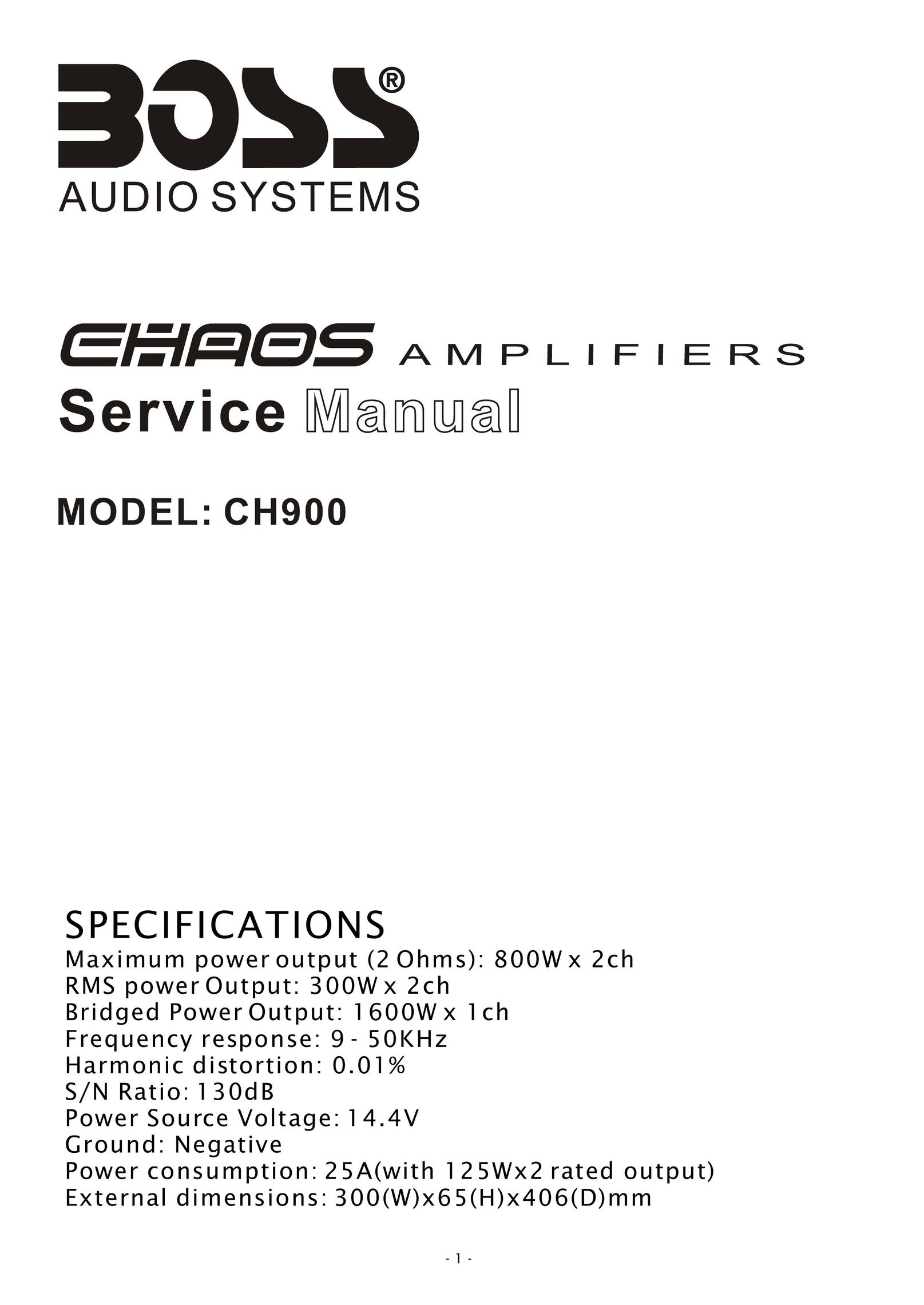 Boss Audio Systems CH900 Car Amplifier User Manual