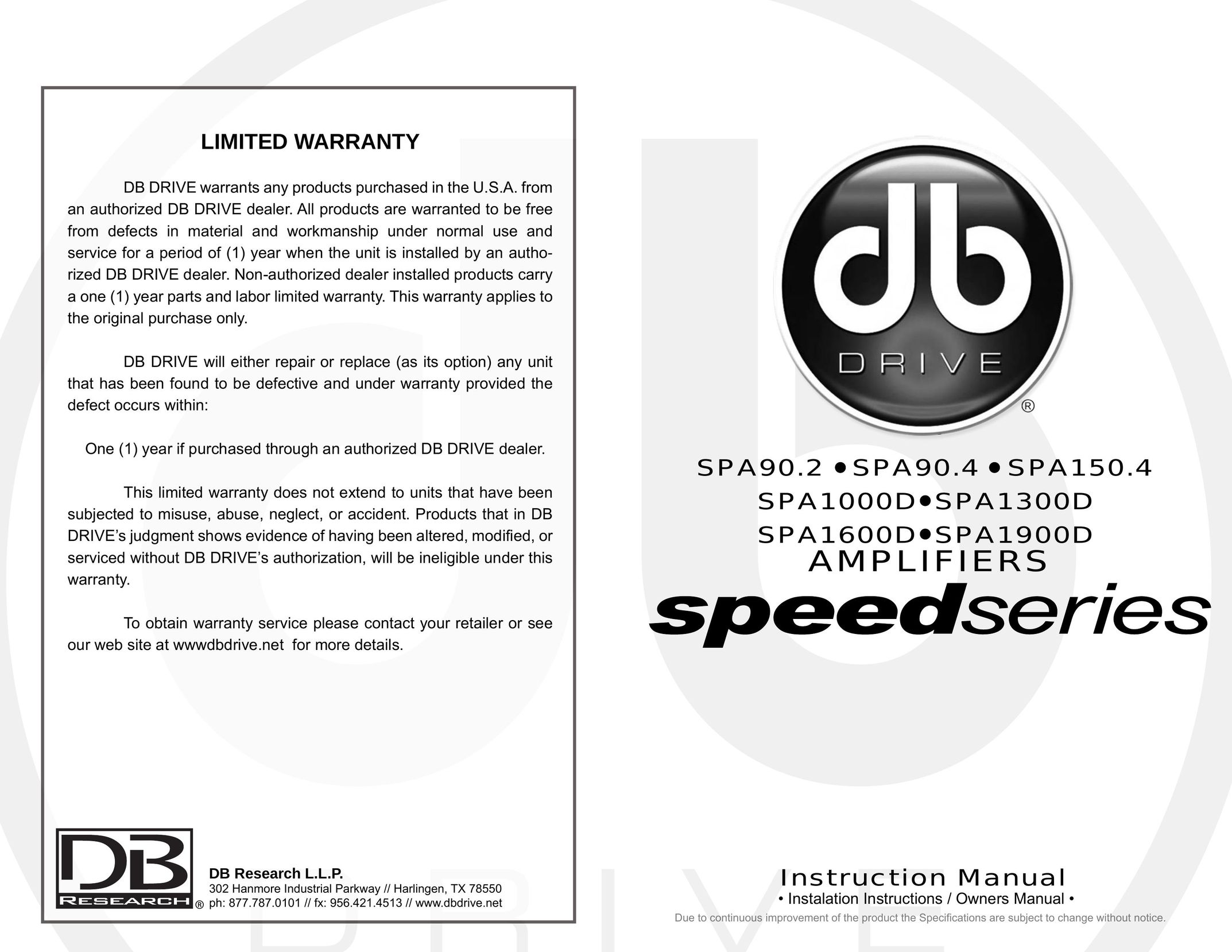 Broan SPA1300D Car Amplifier User Manual