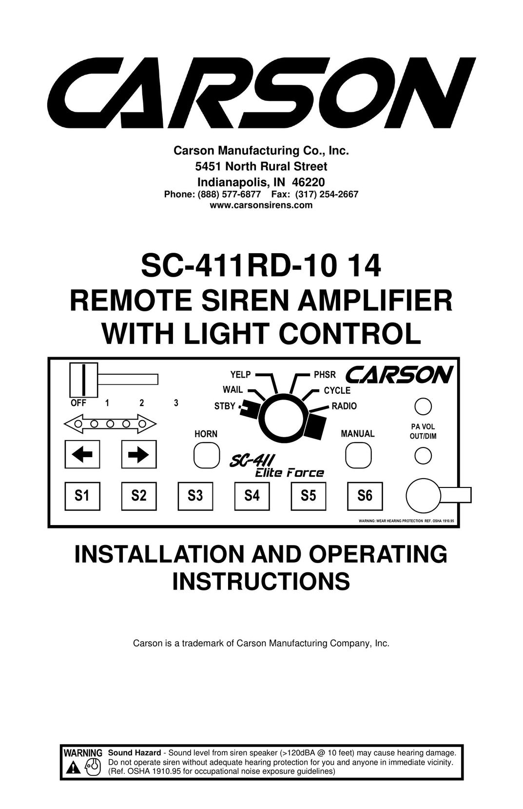 Carson SC-411-RD-1014 Car Amplifier User Manual