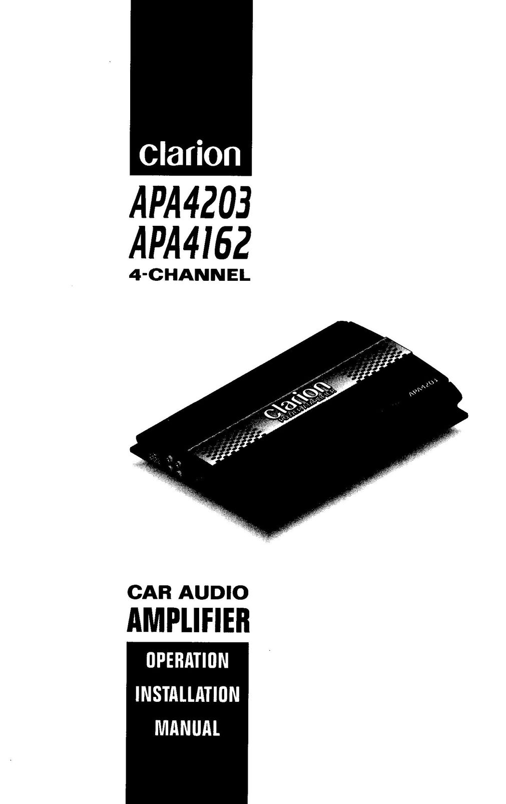 Clarion APA4203 Car Amplifier User Manual