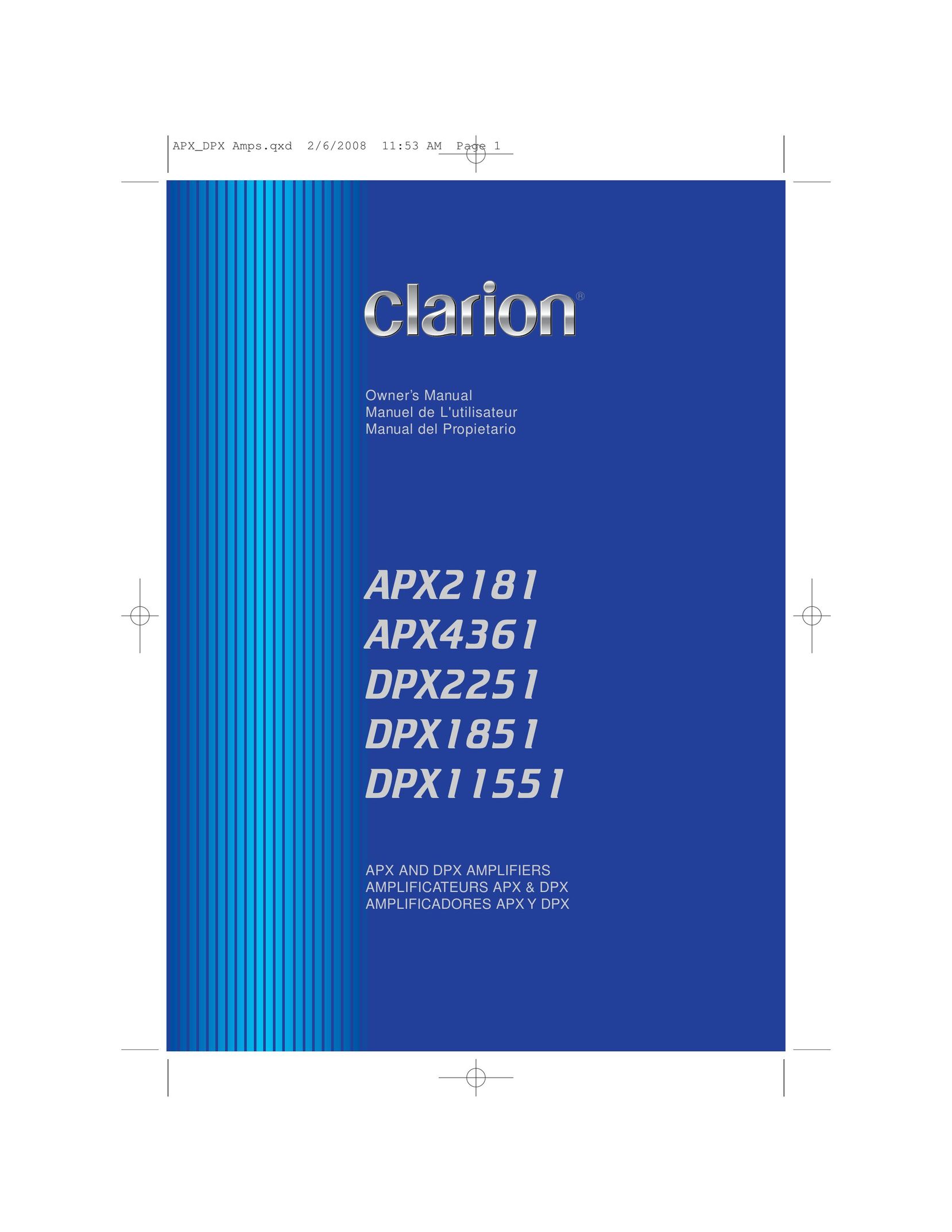 Clarion APX4361 Car Amplifier User Manual