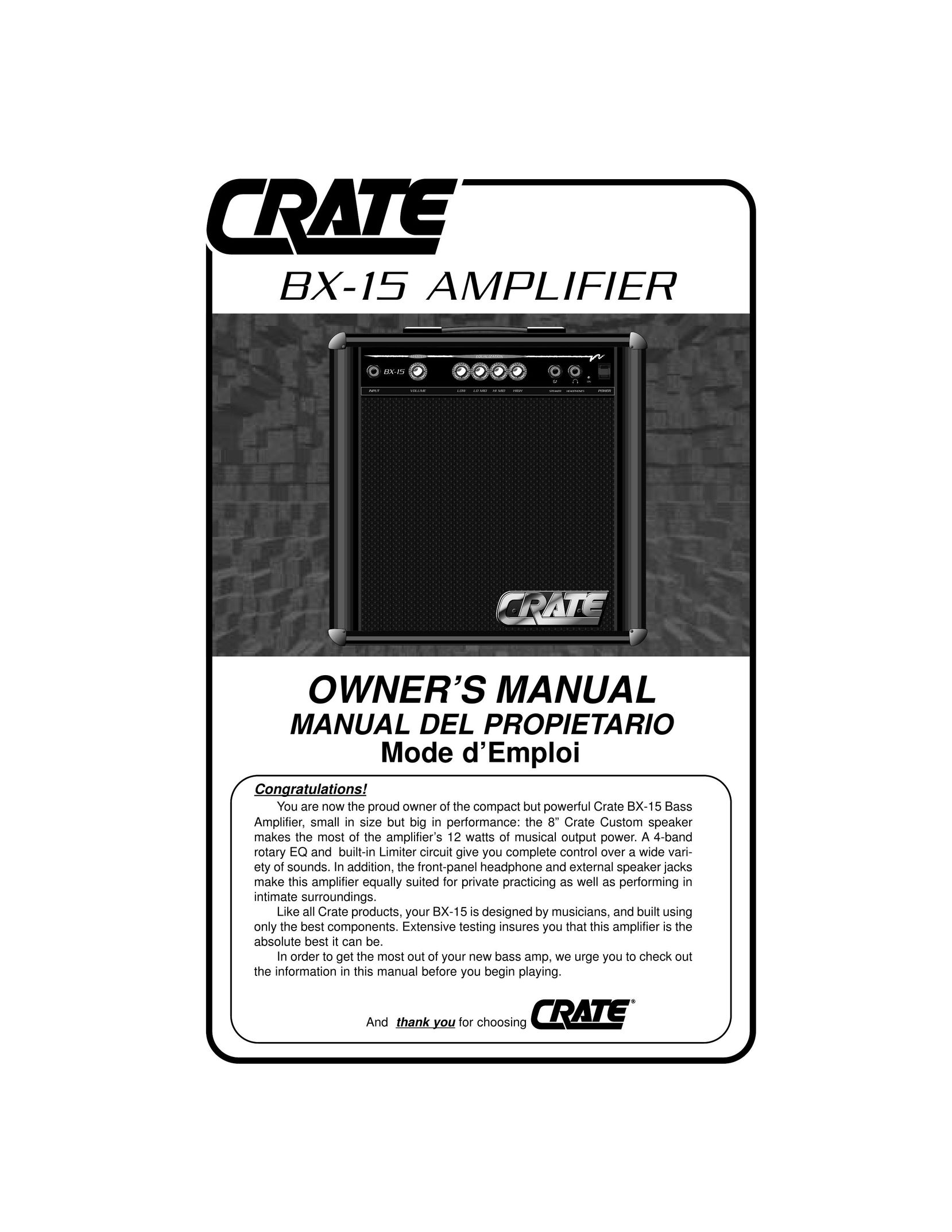 Crate Amplifiers BX-15 Car Amplifier User Manual