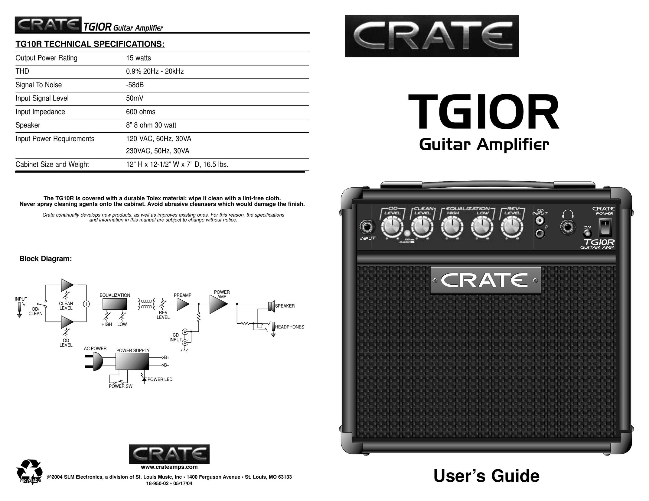 Crate Amplifiers TG10R Car Amplifier User Manual