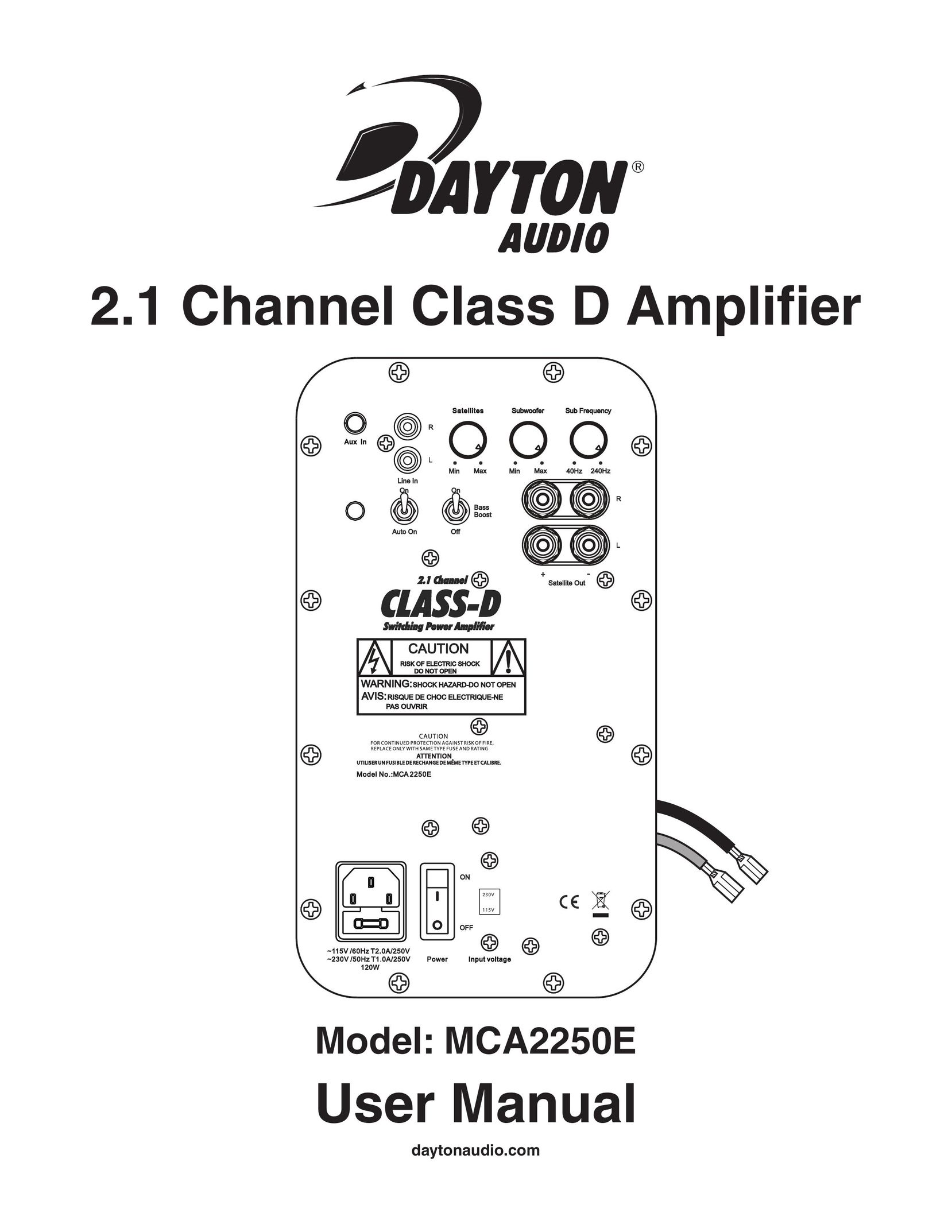 Dayton Audio MCA2250E Car Amplifier User Manual