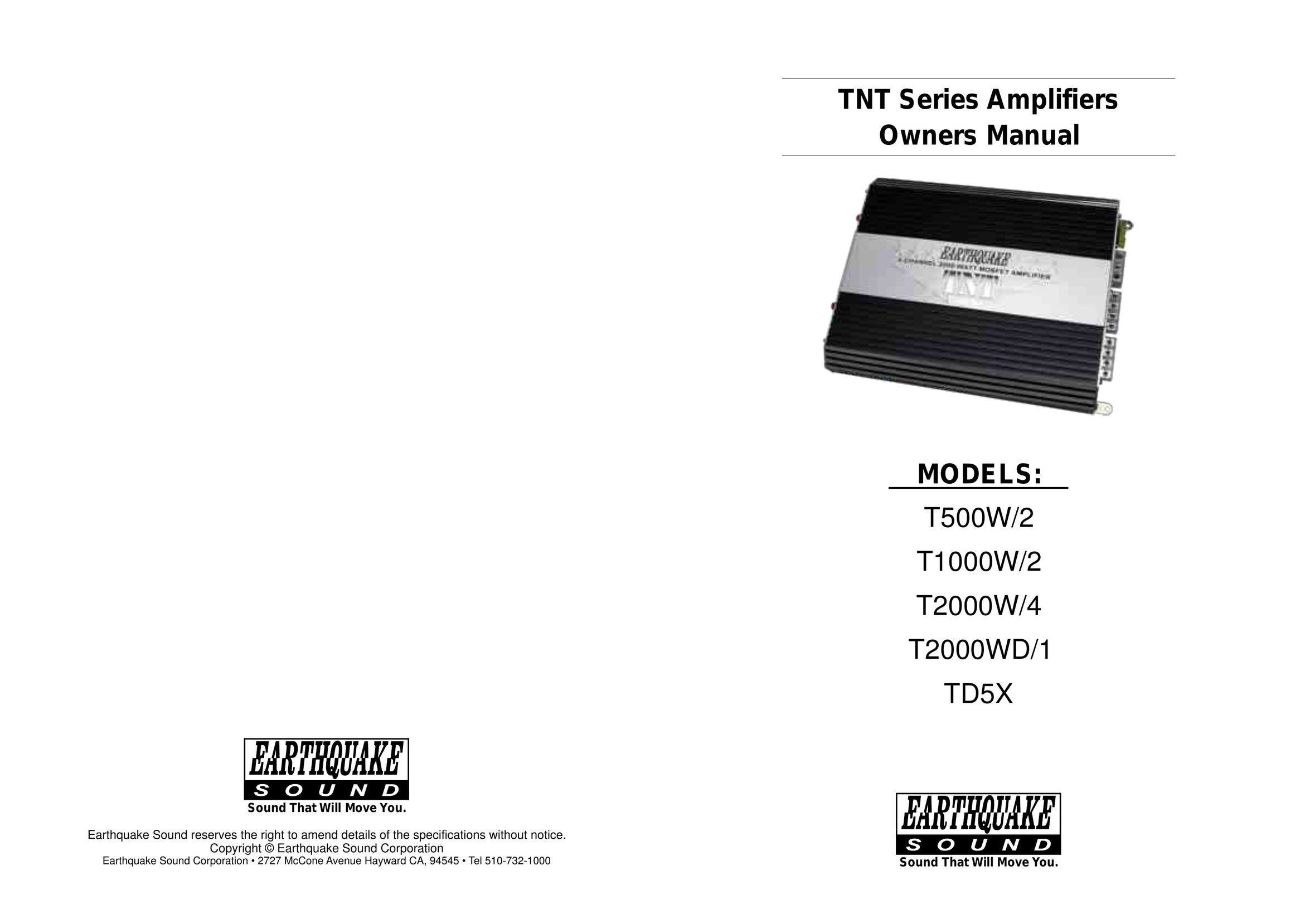 Earthquake Sound T2000WD/1 Car Amplifier User Manual