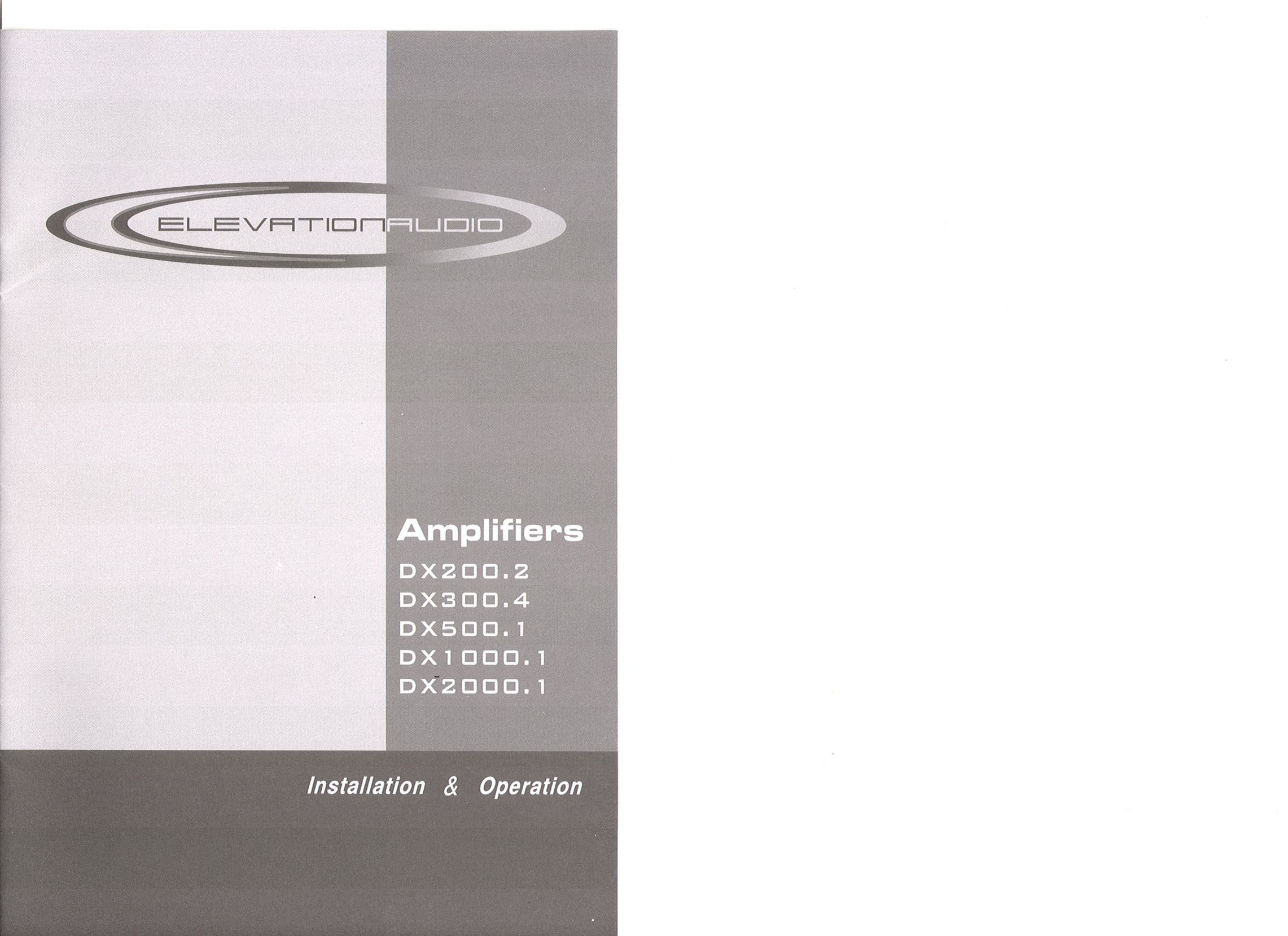 Elevation Audio DX2000.1 Car Amplifier User Manual
