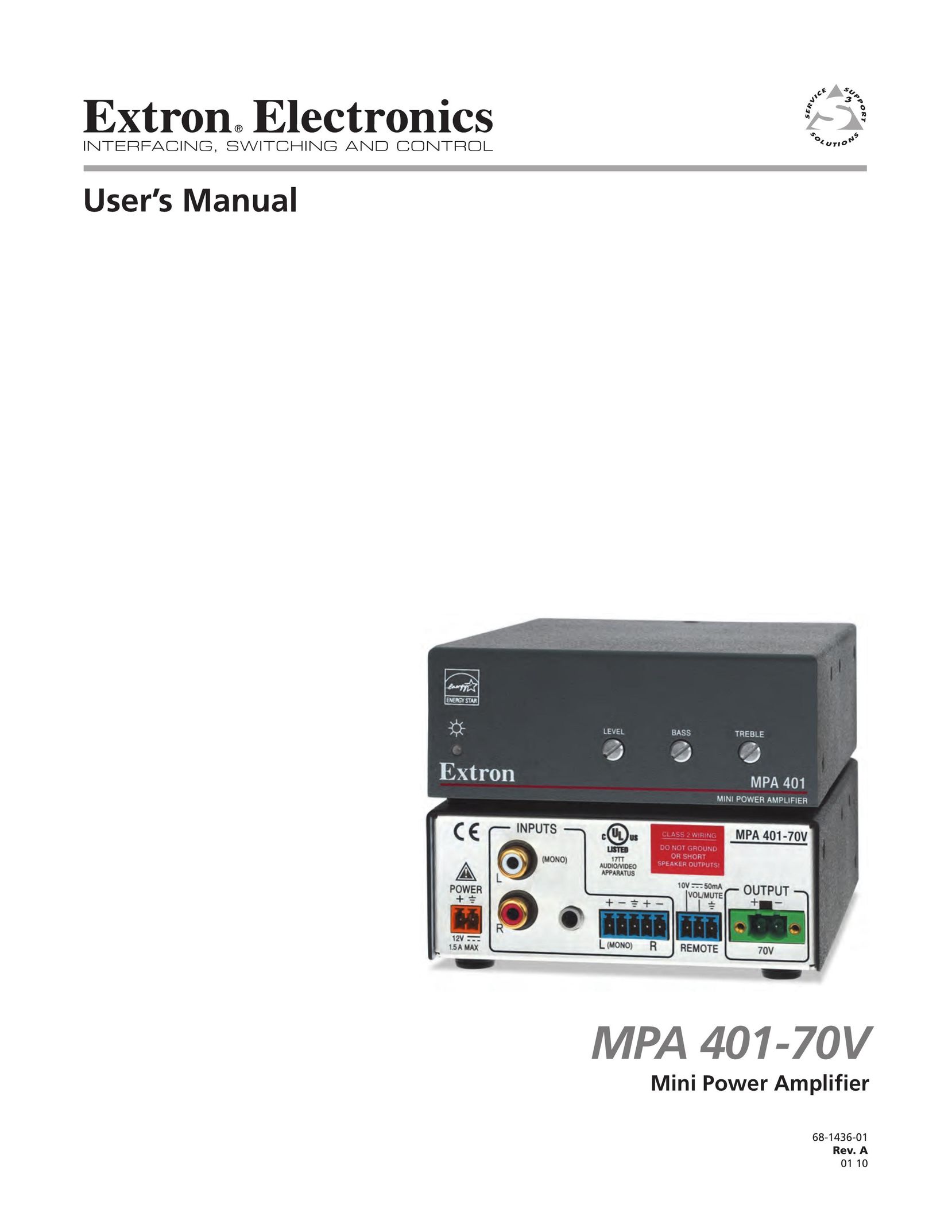 Extron electronic MPA 401-70V Car Amplifier User Manual
