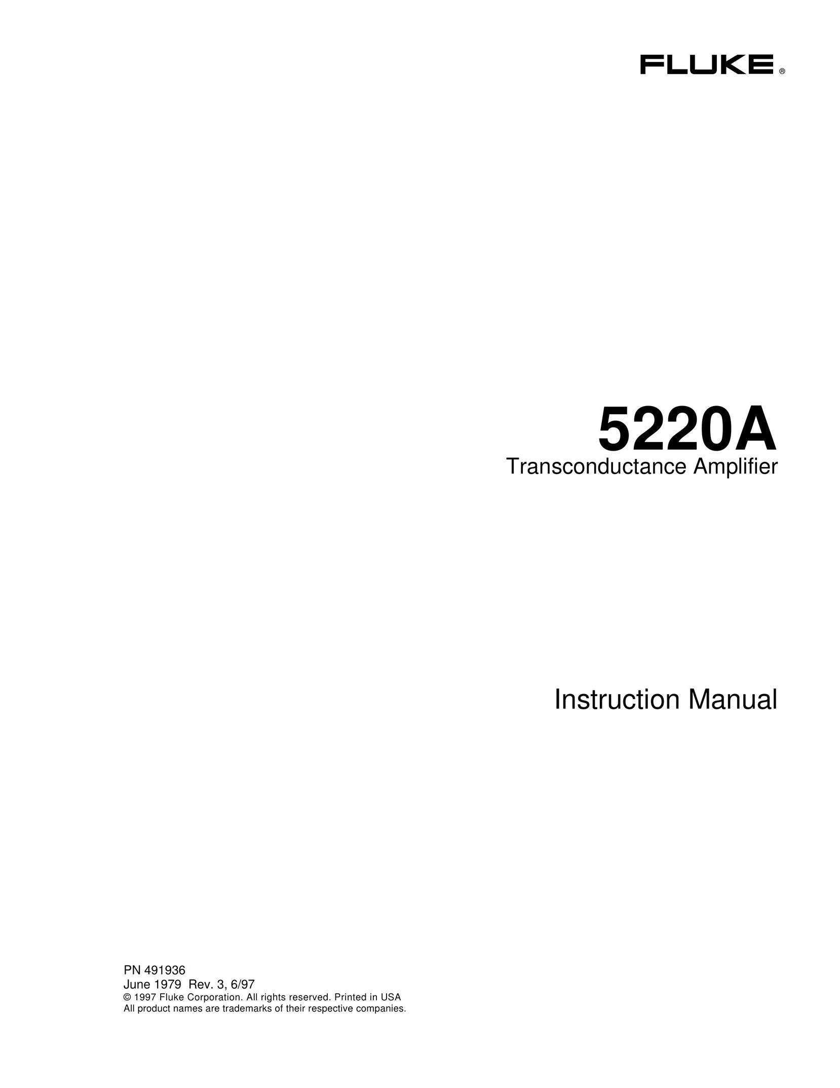 Fluke 5220A Car Amplifier User Manual