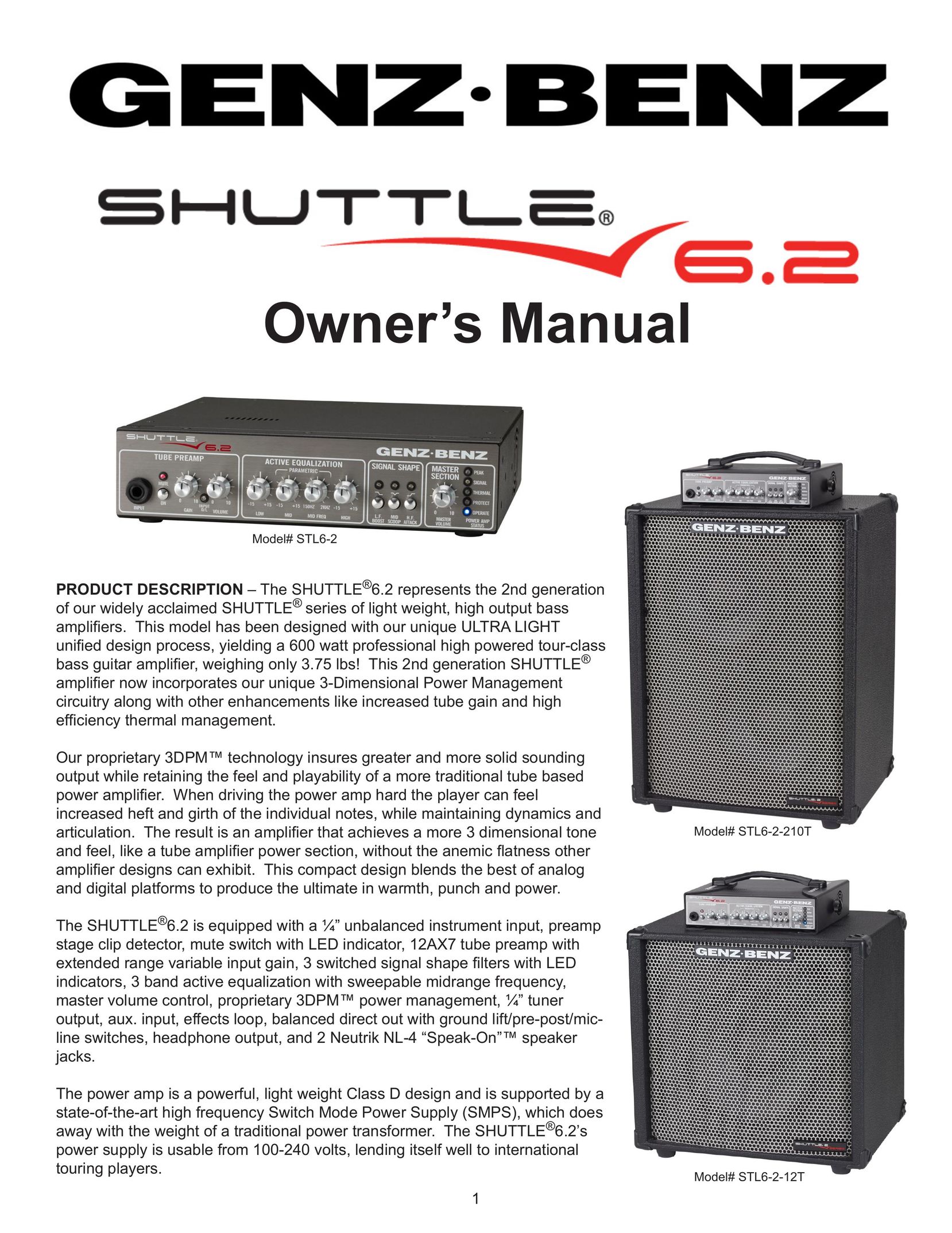 Genz-Benz STL6-2 Car Amplifier User Manual