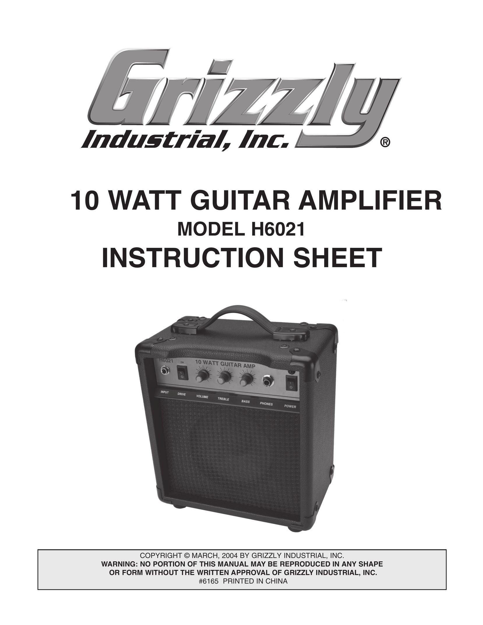 Grizzly H6021 Car Amplifier User Manual