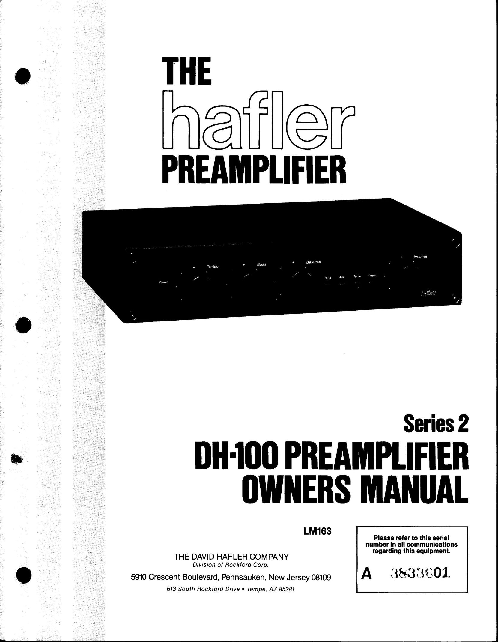 Hafler DH-100 Car Amplifier User Manual