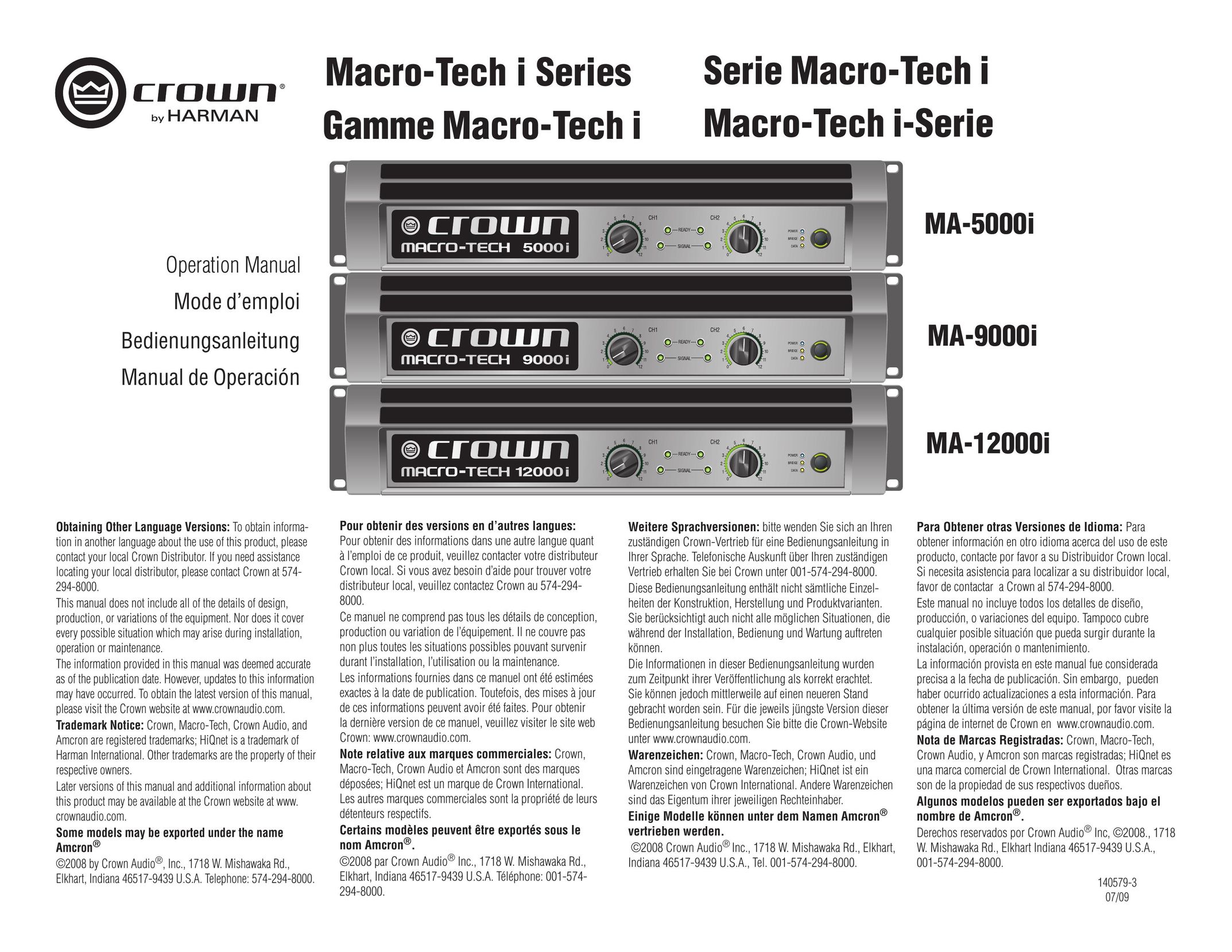 Harman MA12000i Car Amplifier User Manual