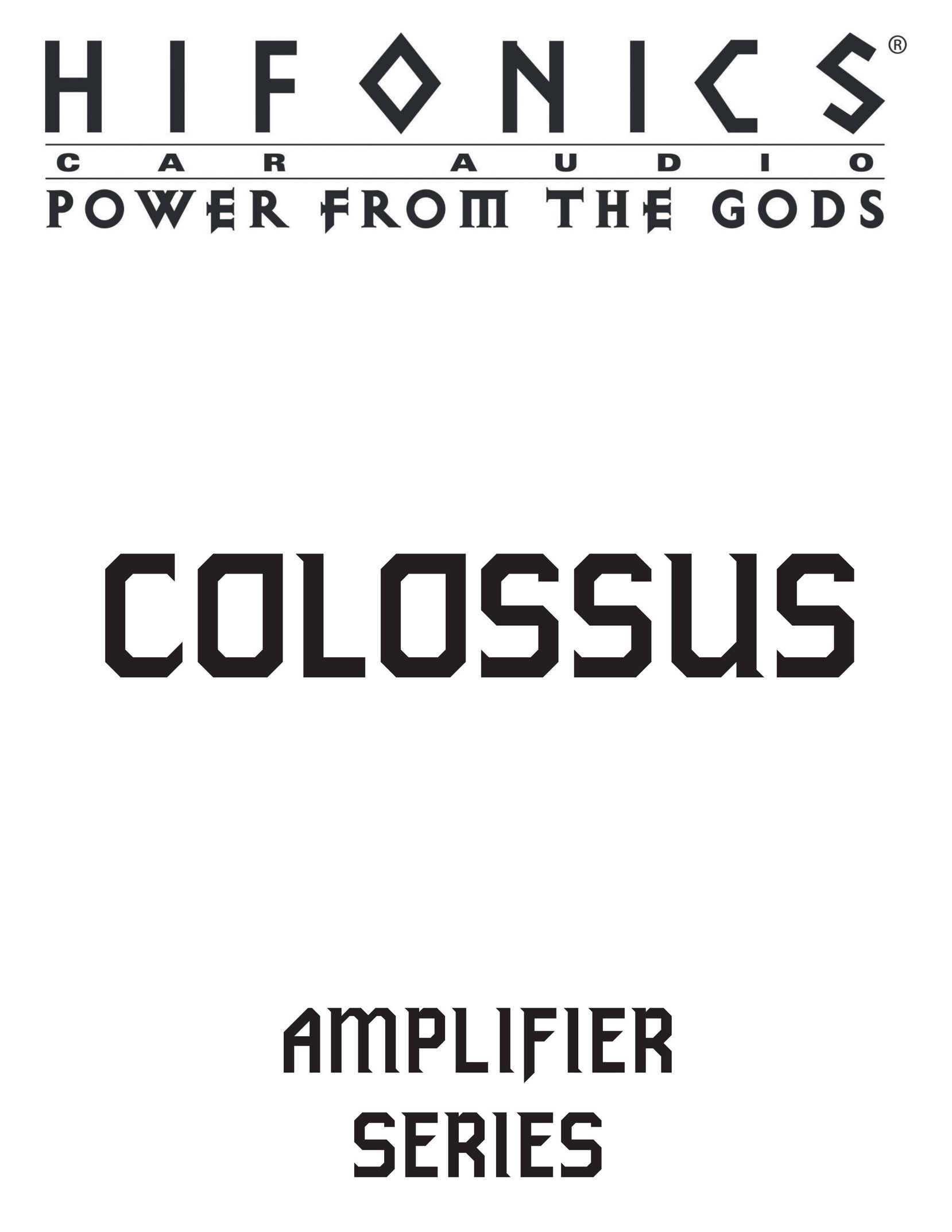 Hifionics Colossus Car Amplifier User Manual