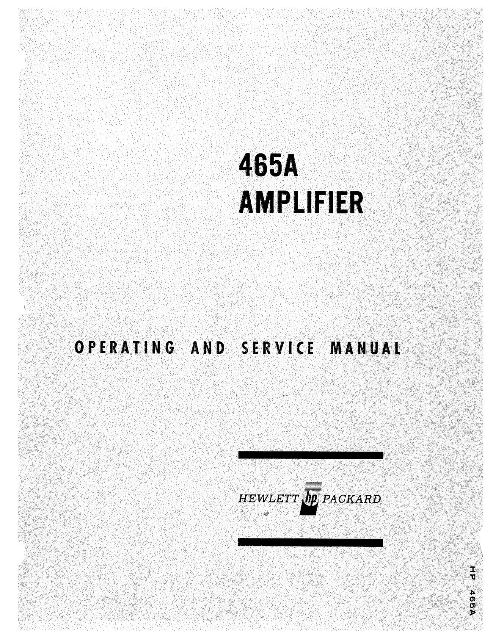 HP (Hewlett-Packard) 465A Car Amplifier User Manual