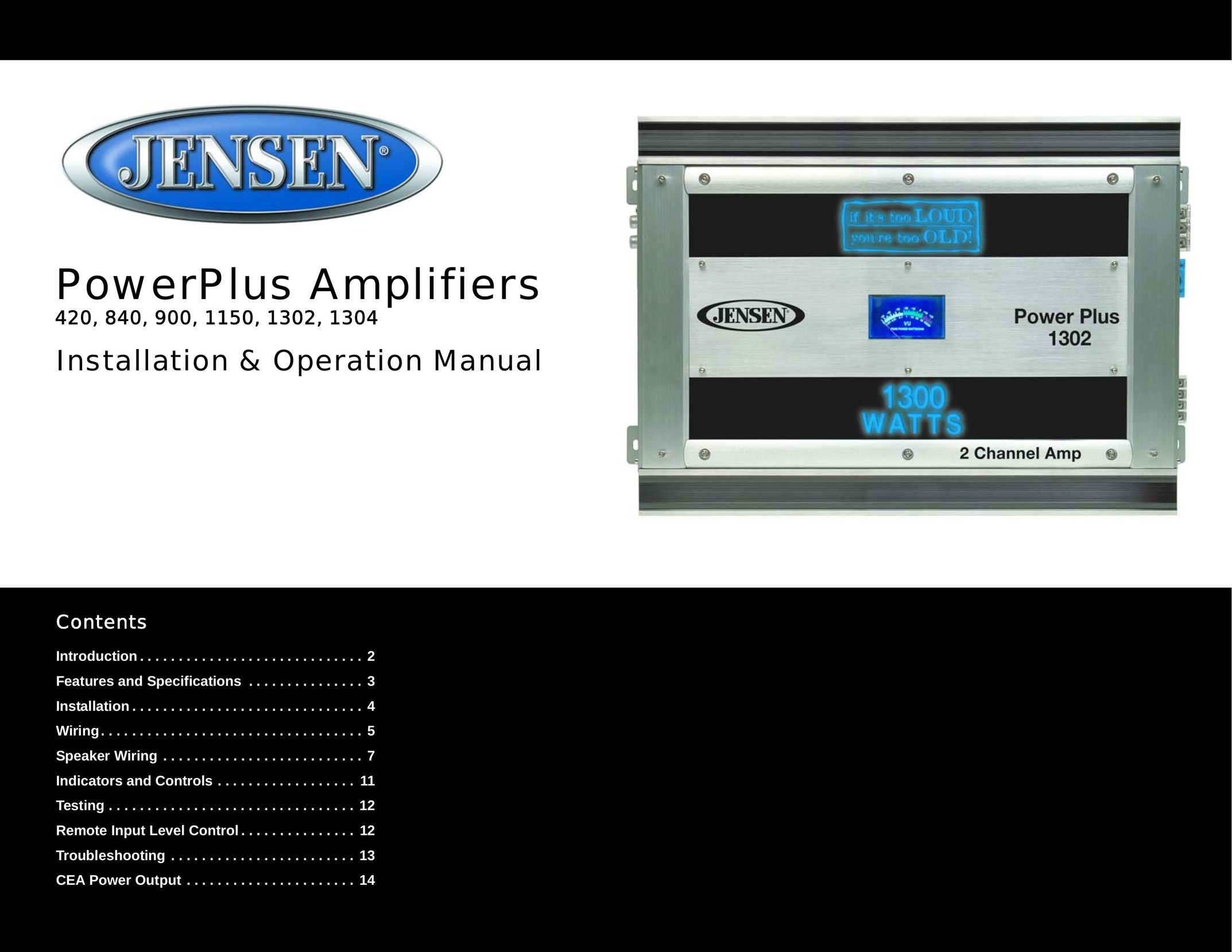 Jensen 1304 Car Amplifier User Manual