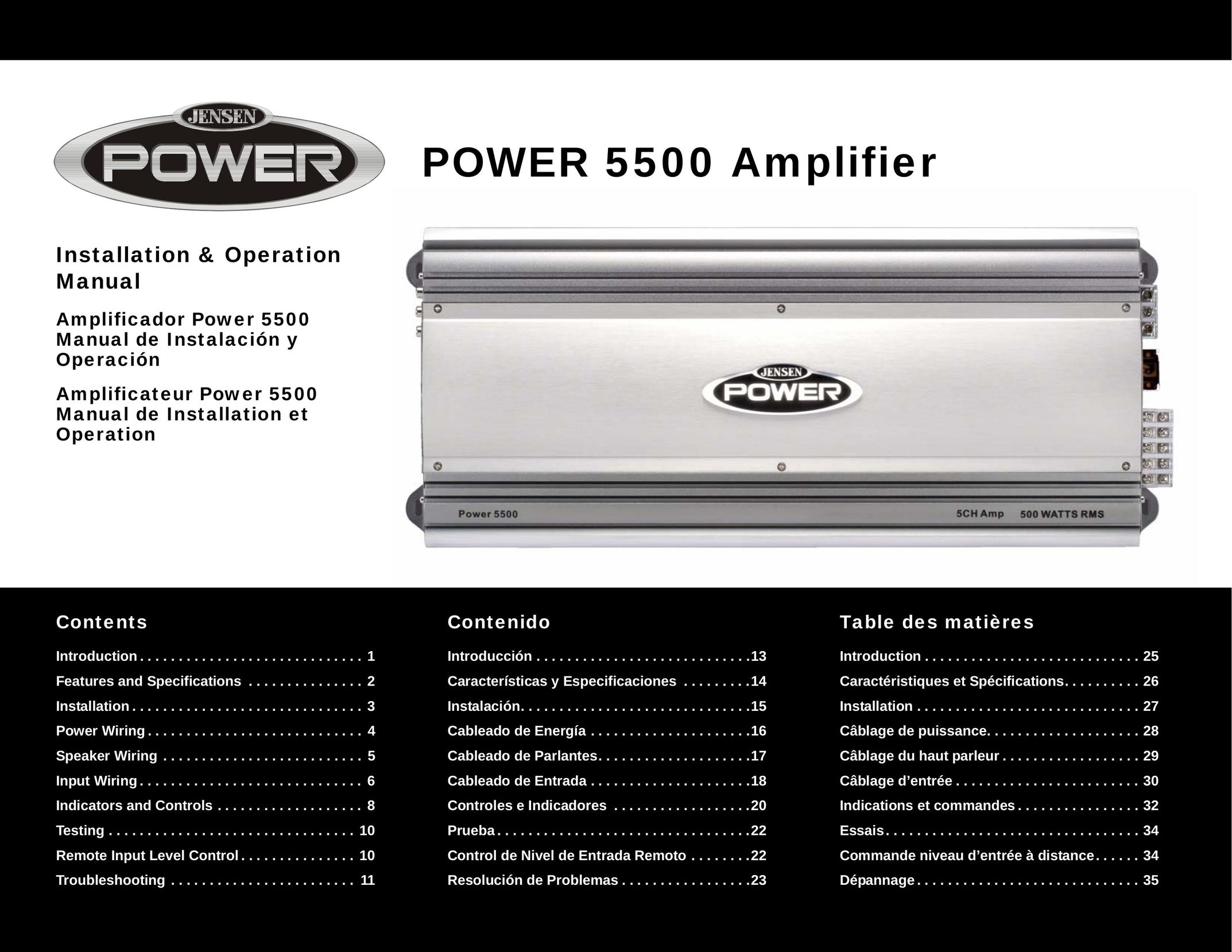 Jensen 5500 Car Amplifier User Manual