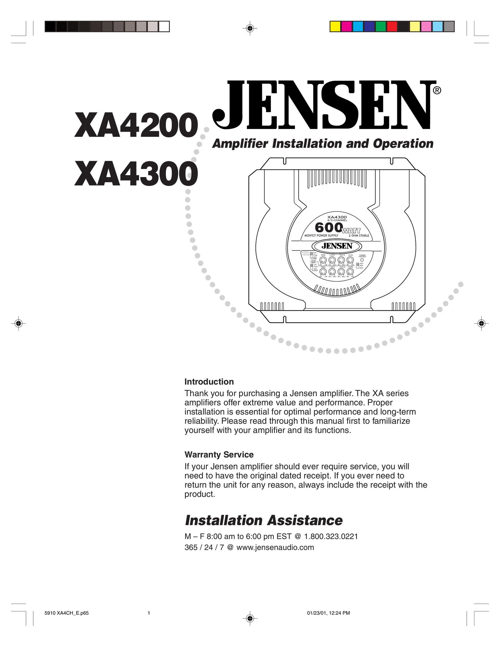 Jensen XA4300 Car Amplifier User Manual