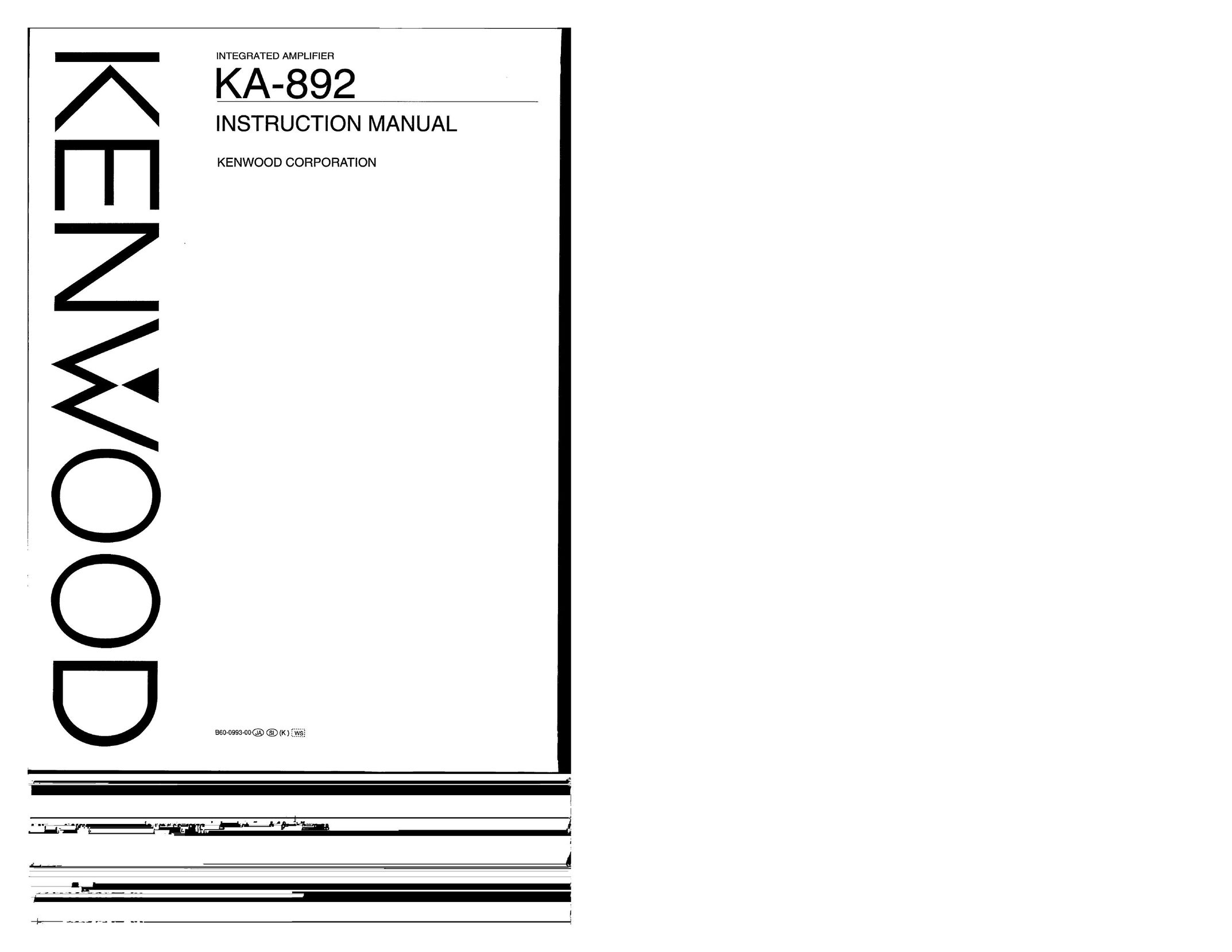 Kenwood KA-892 Car Amplifier User Manual